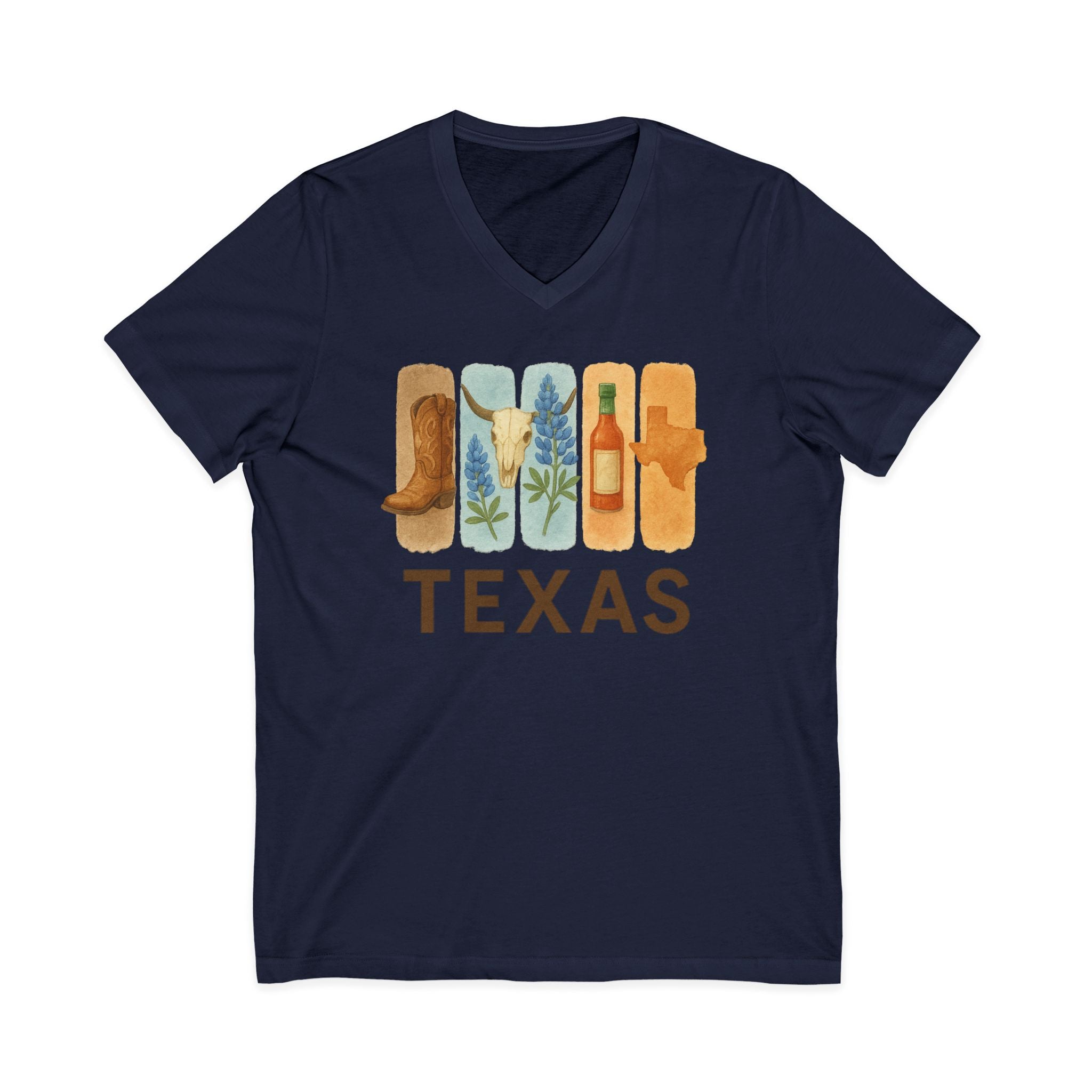 Texas Brushstroke Watercolor V-Neck Shirt