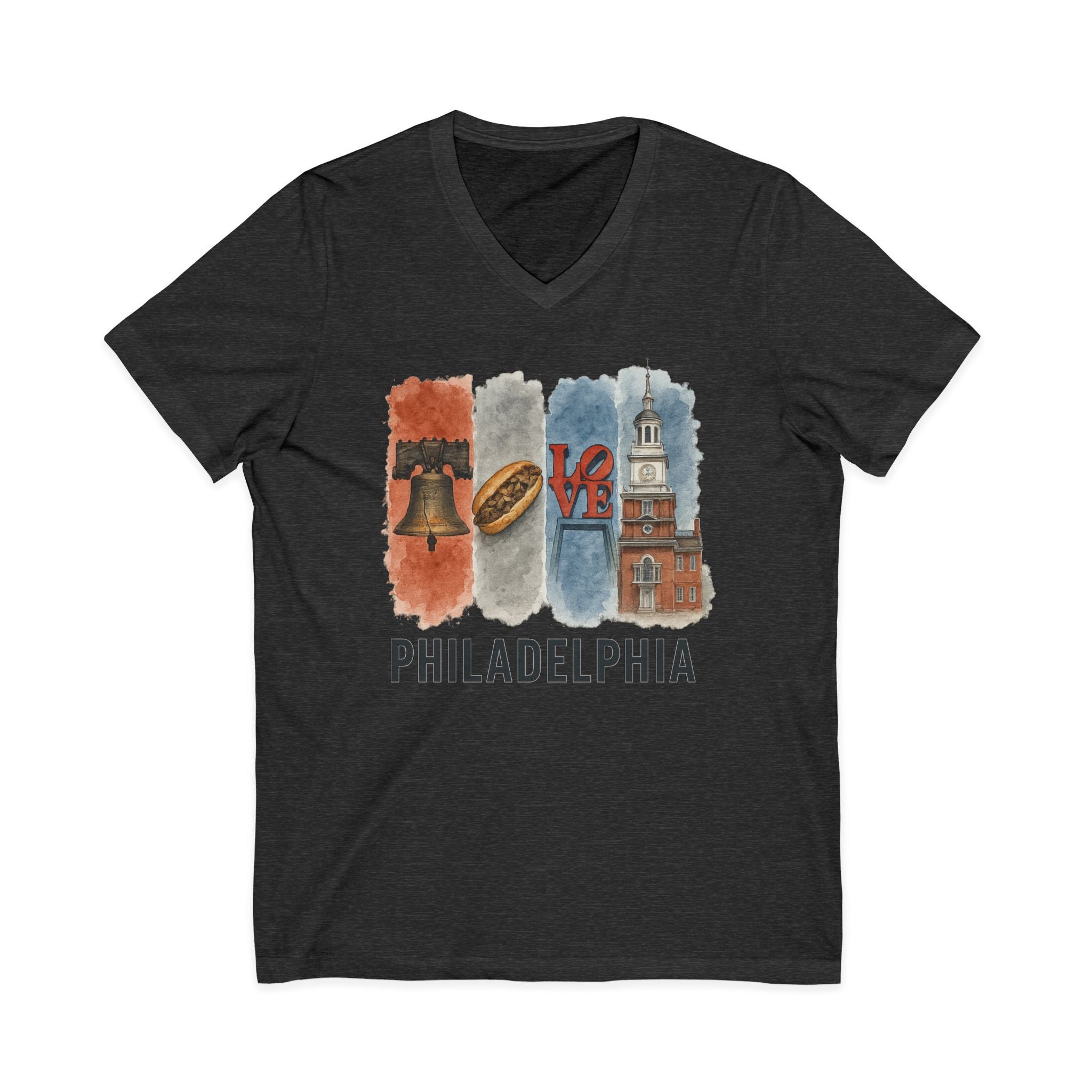 Philadelphia Brushstroke Watercolor V-Neck Shirt