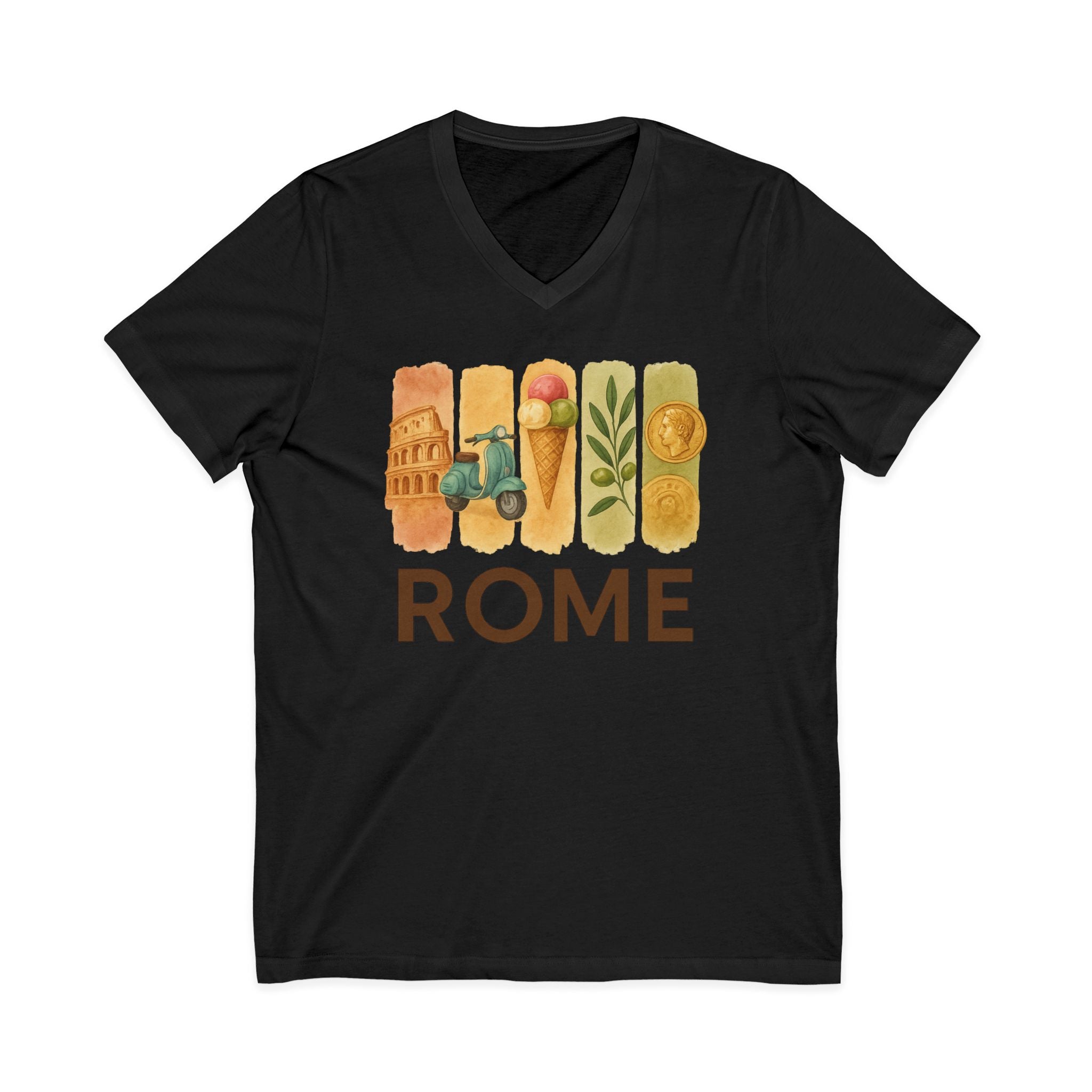 Rome Brushstroke Watercolor V-Neck Shirt