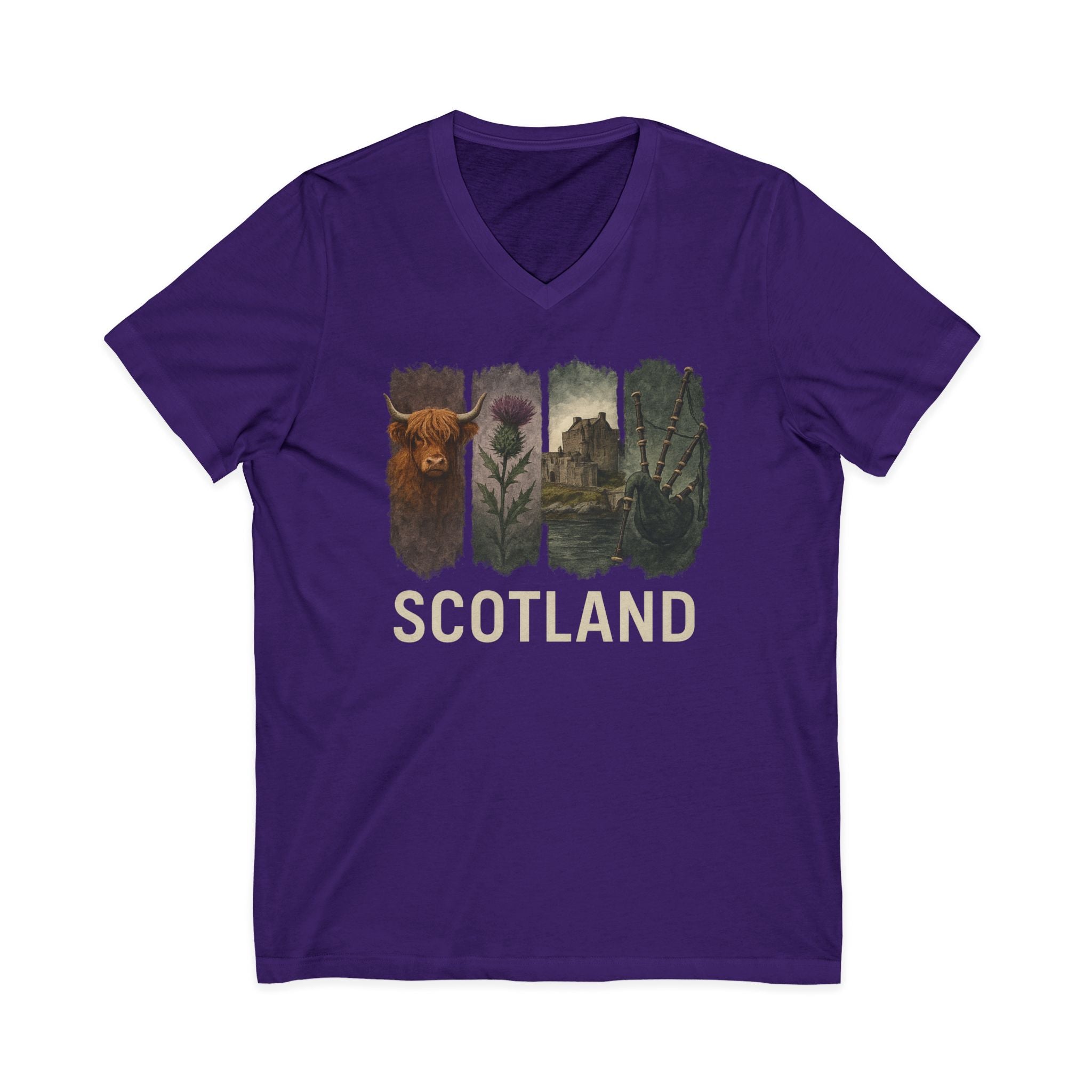 Scotland Brushstroke Watercolor V-Neck Shirt