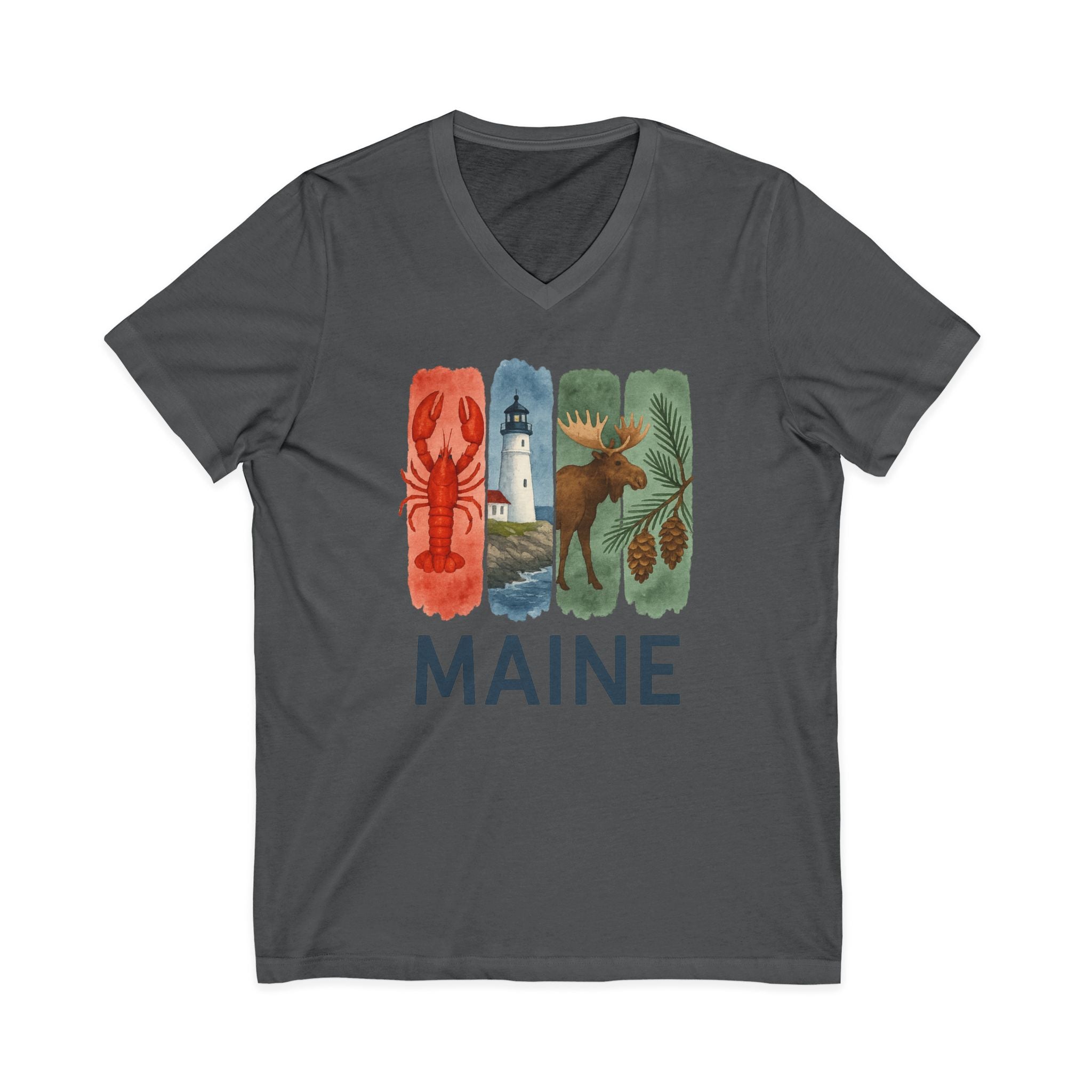 Maine Brushstroke Watercolor V-Neck Shirt