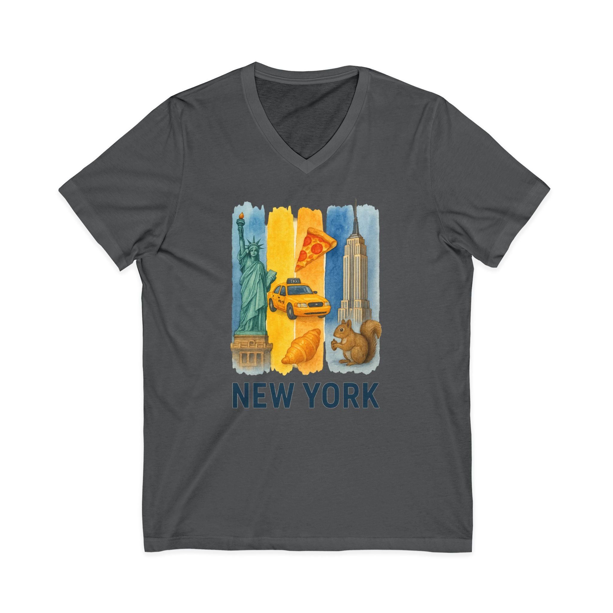 New York Brushstroke Watercolor V-Neck Shirt