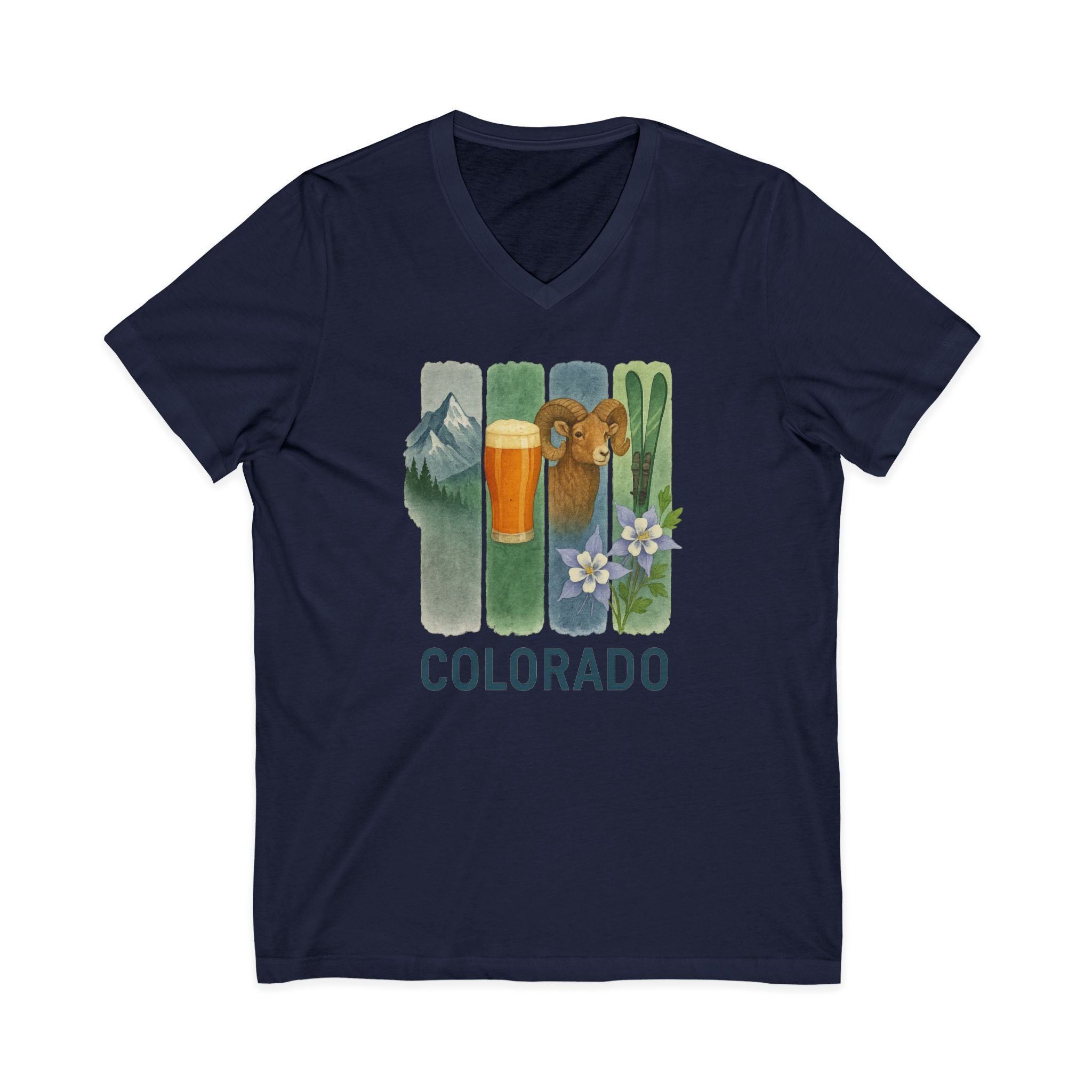 Colorado Brushstroke Watercolor V-Neck Shirt
