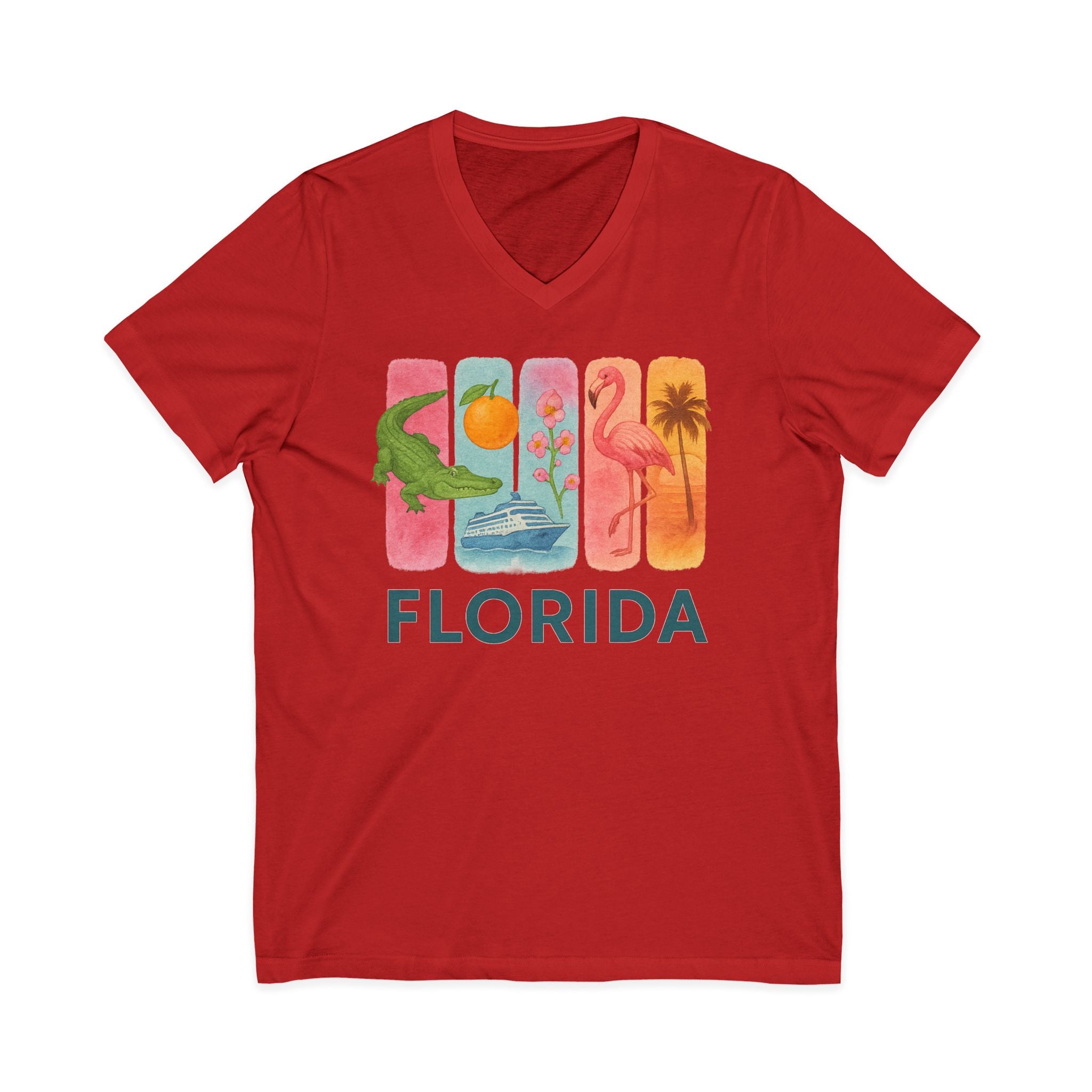 Florida Brushstroke Watercolor V-Neck Shirt