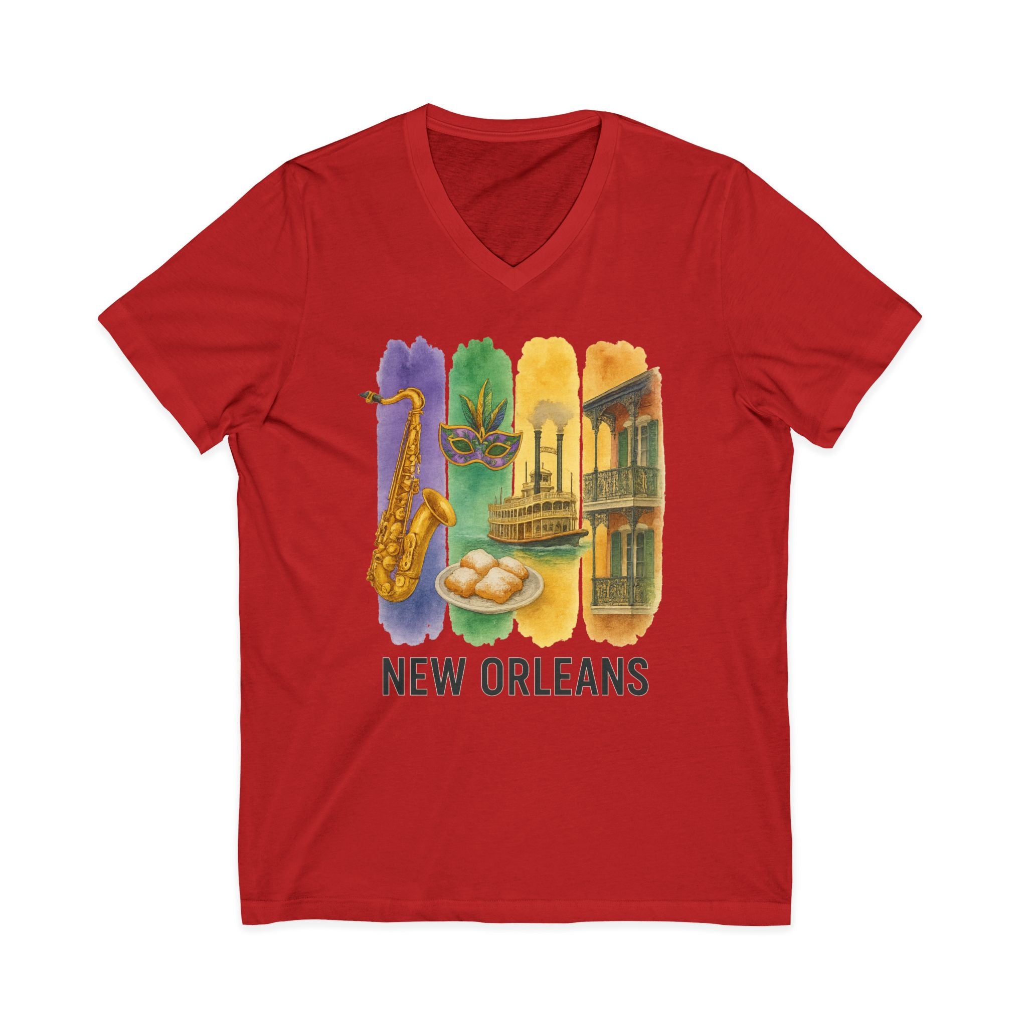 New Orleans Brushstroke Watercolor V-Neck Shirt