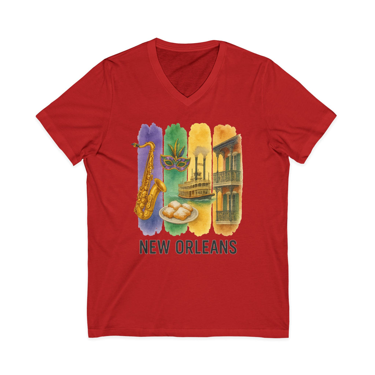 Pacific Northwest Brushstroke Watercolor V-Neck Shirt