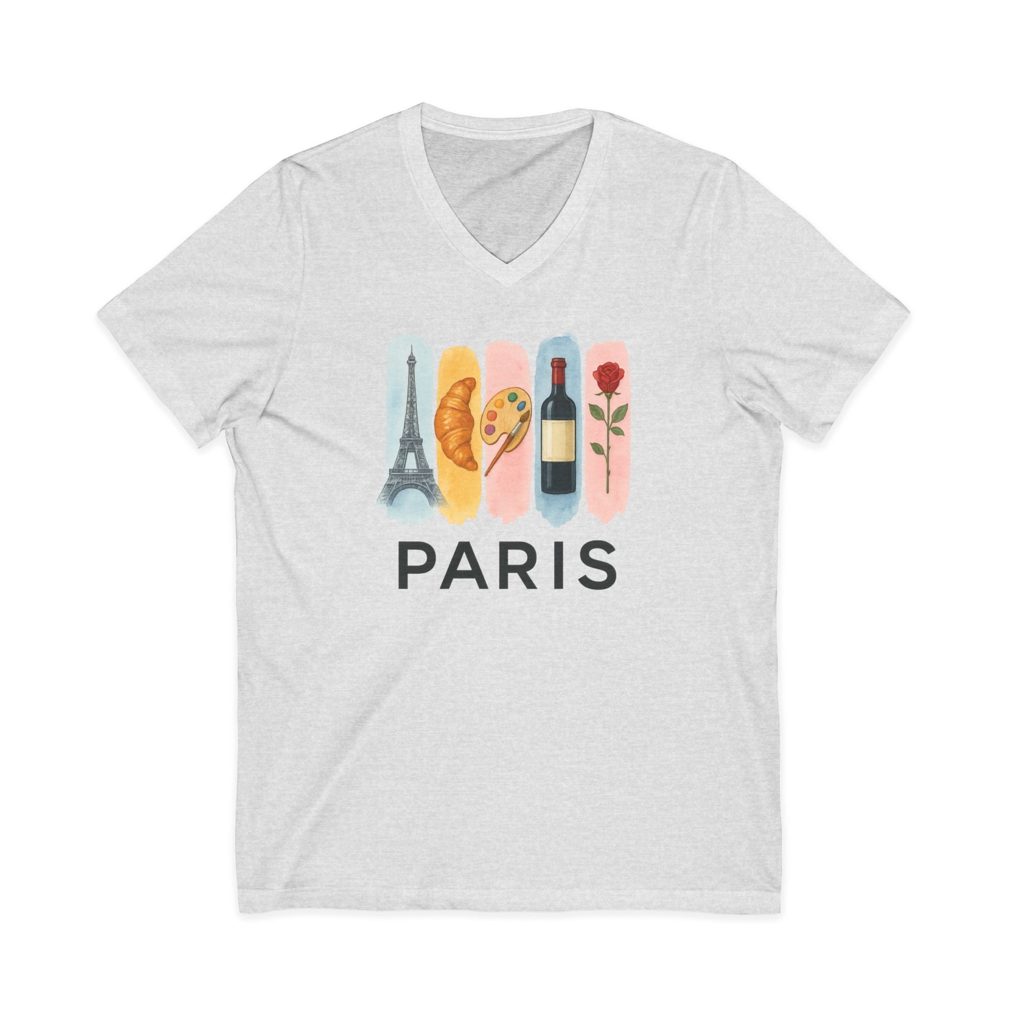 Paris Brushstroke Watercolor V-Neck Shirt