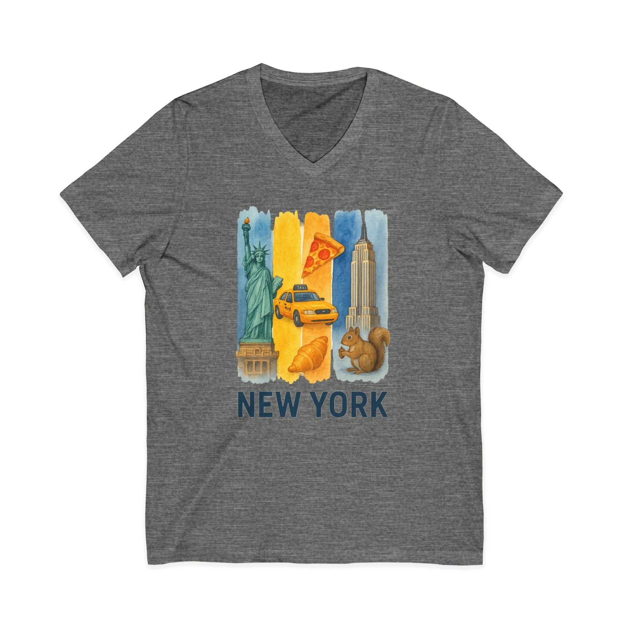 New York Brushstroke Watercolor V-Neck Shirt