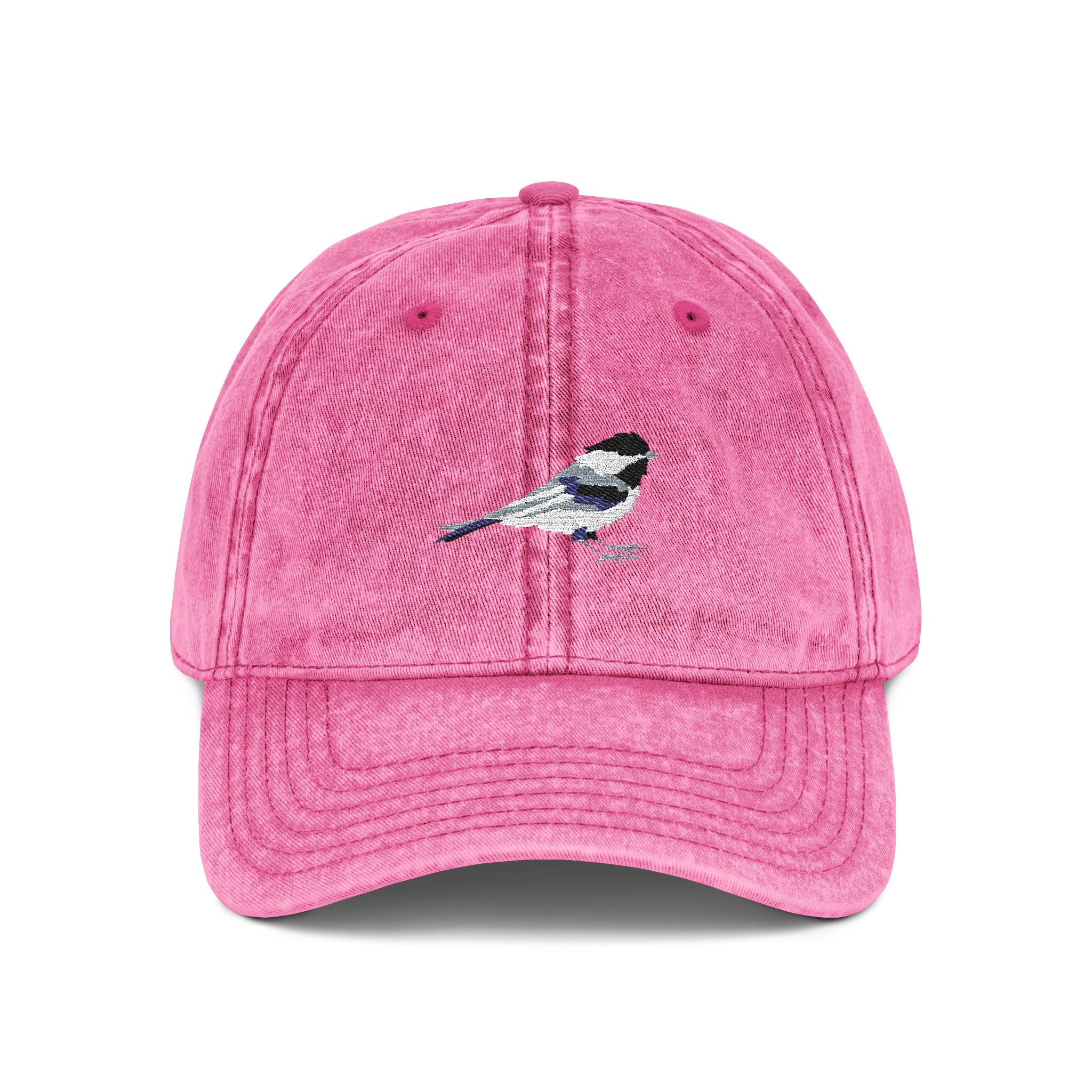 Maine Black-Capped Chickadee State Bird | Vintage Distressed Embroidered Baseball Cap
