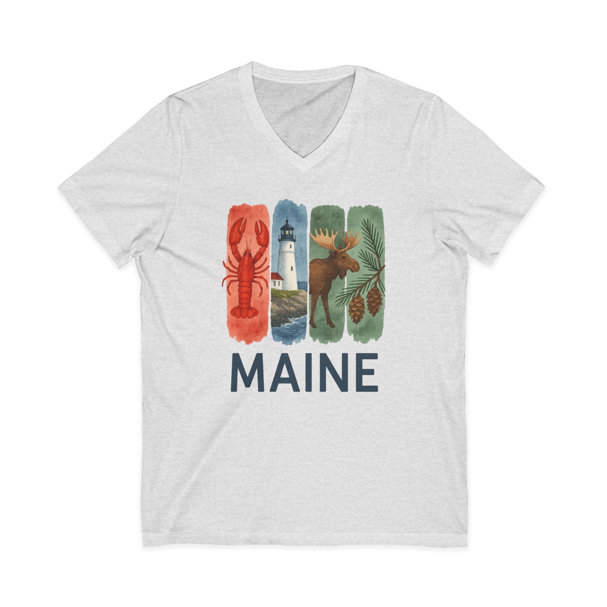 Maine Brushstroke Watercolor V-Neck Shirt