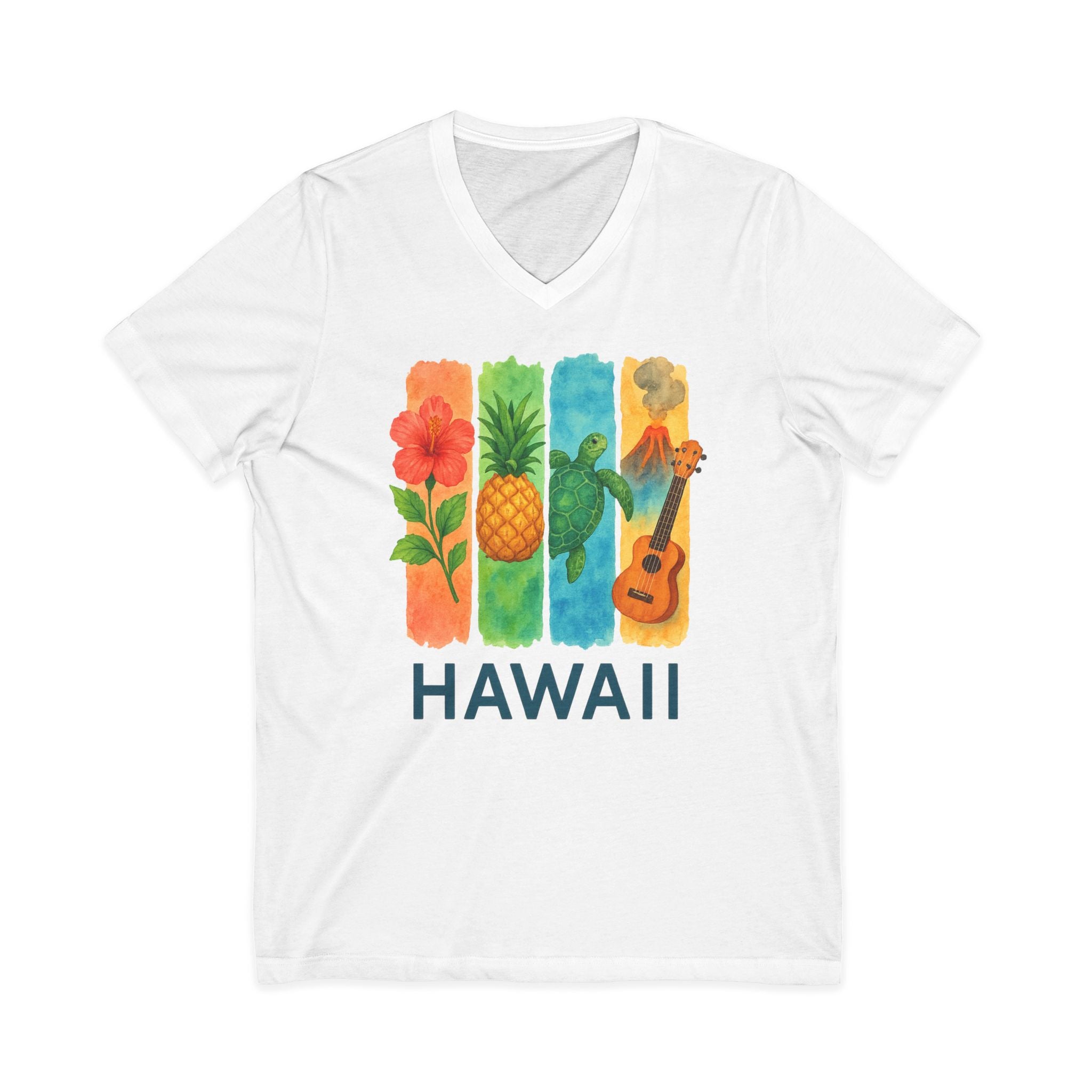 Hawaii Brushstroke Watercolor V-Neck Shirt