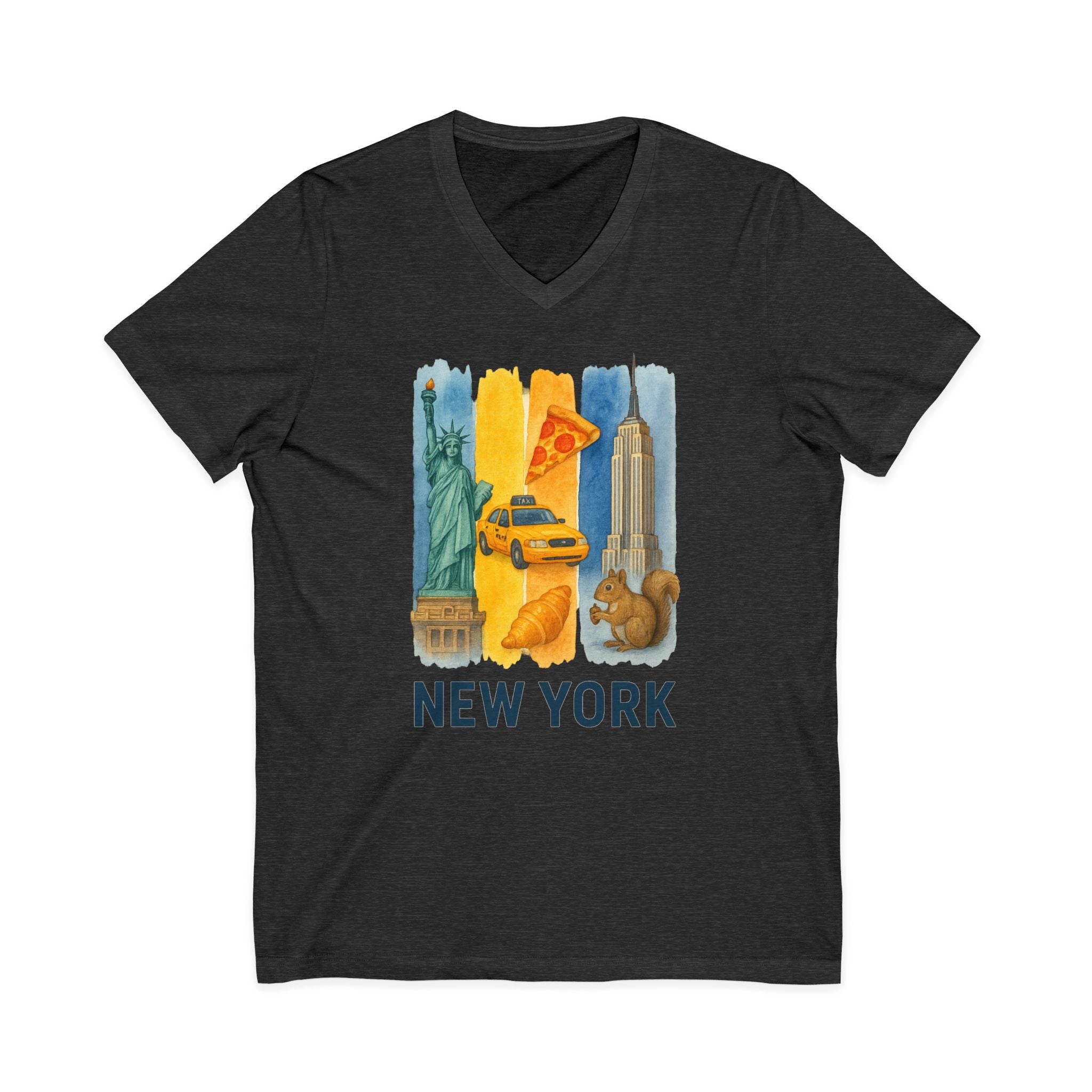 New York Brushstroke Watercolor V-Neck Shirt