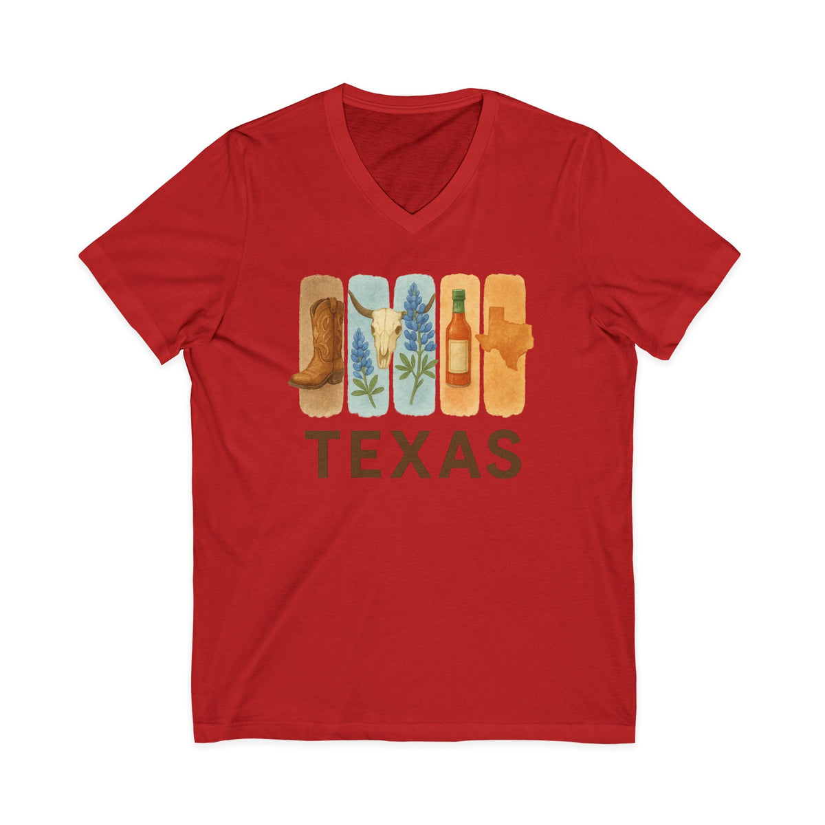 Texas Brushstroke Watercolor V-Neck Shirt