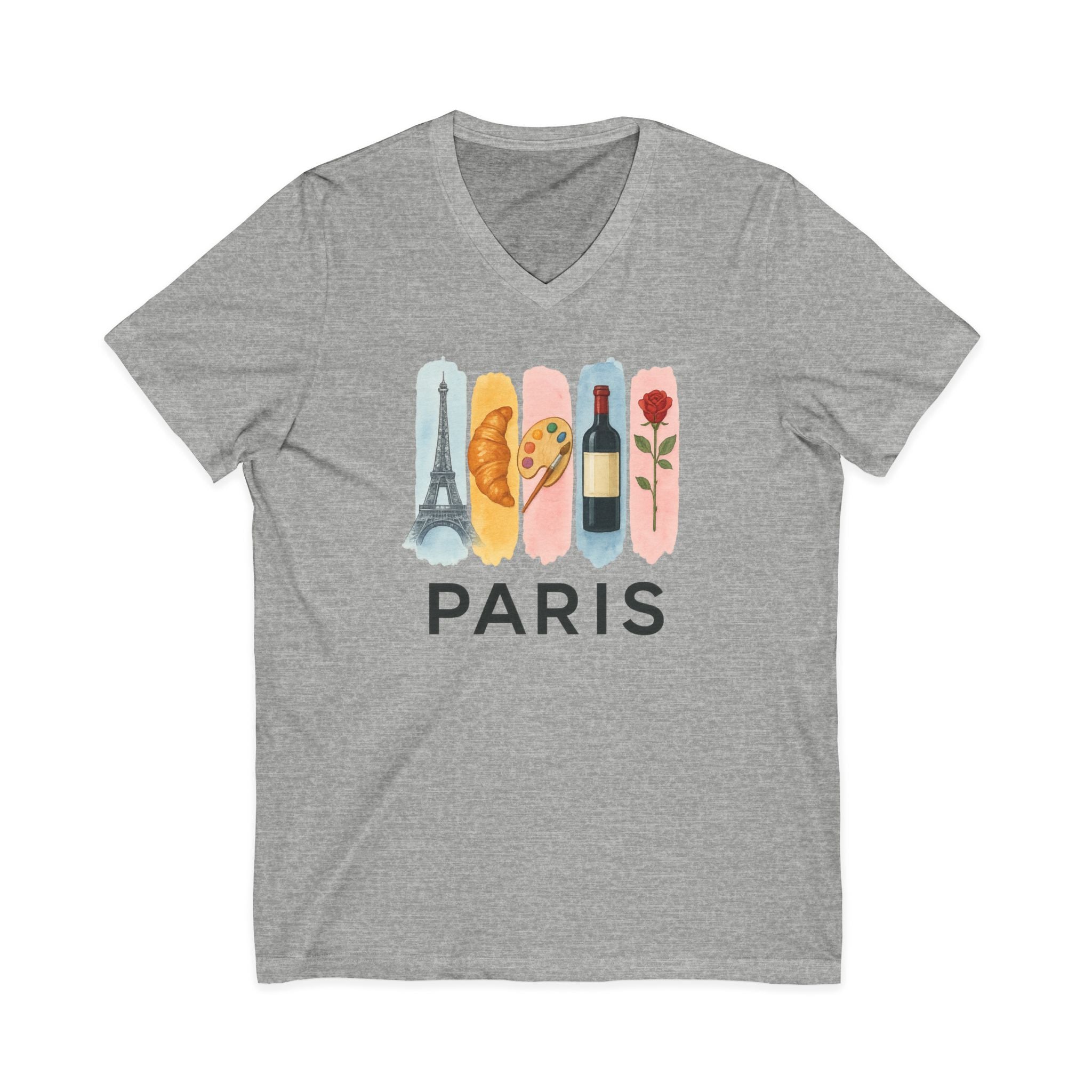 Paris Brushstroke Watercolor V-Neck Shirt