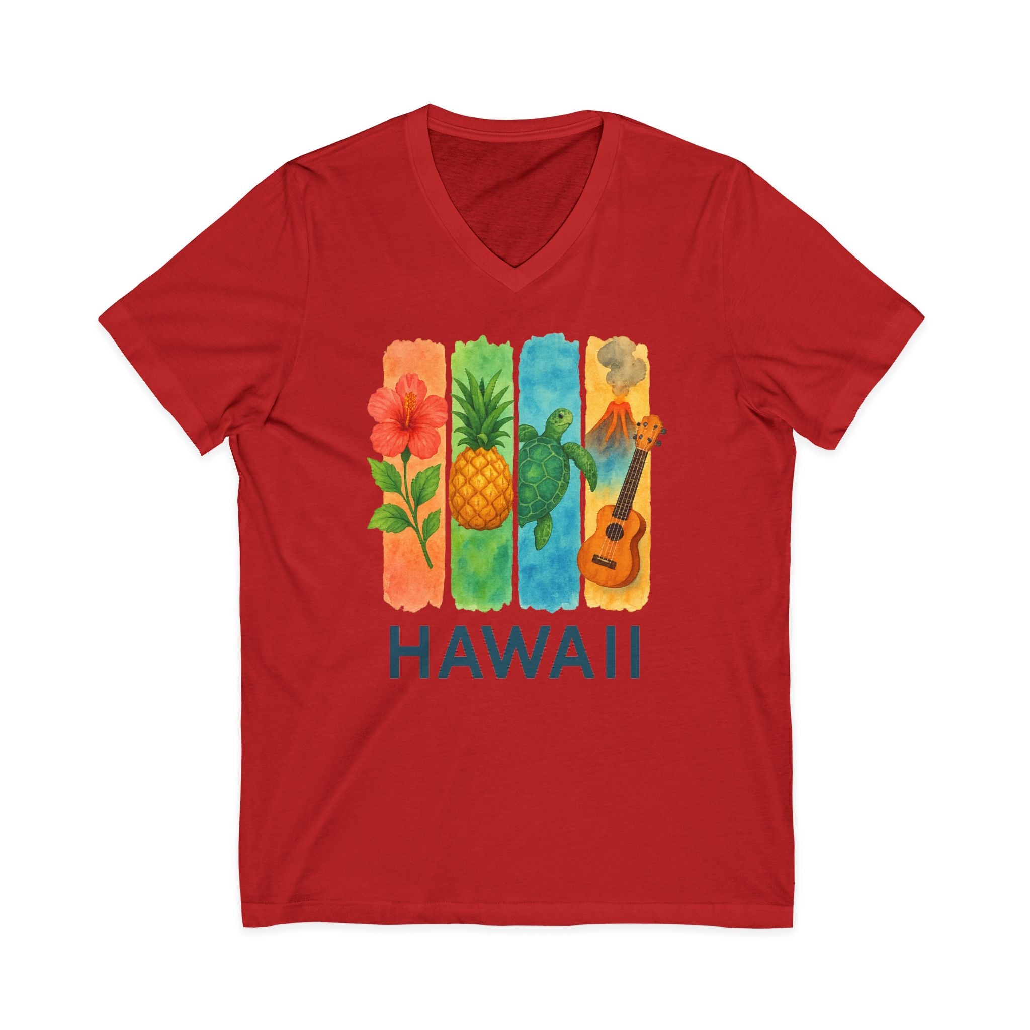 Hawaii Brushstroke Watercolor V-Neck Shirt