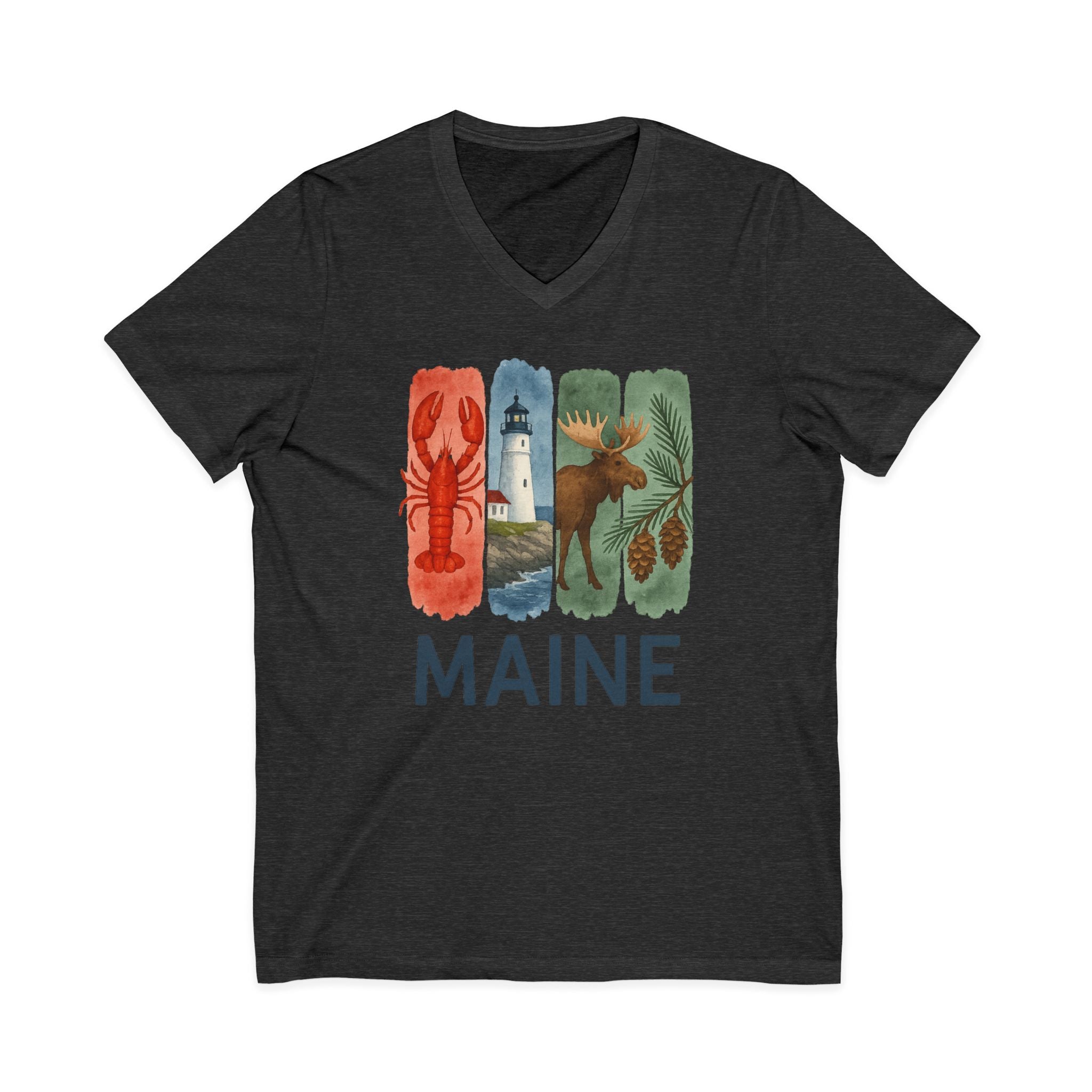 Maine Brushstroke Watercolor V-Neck Shirt