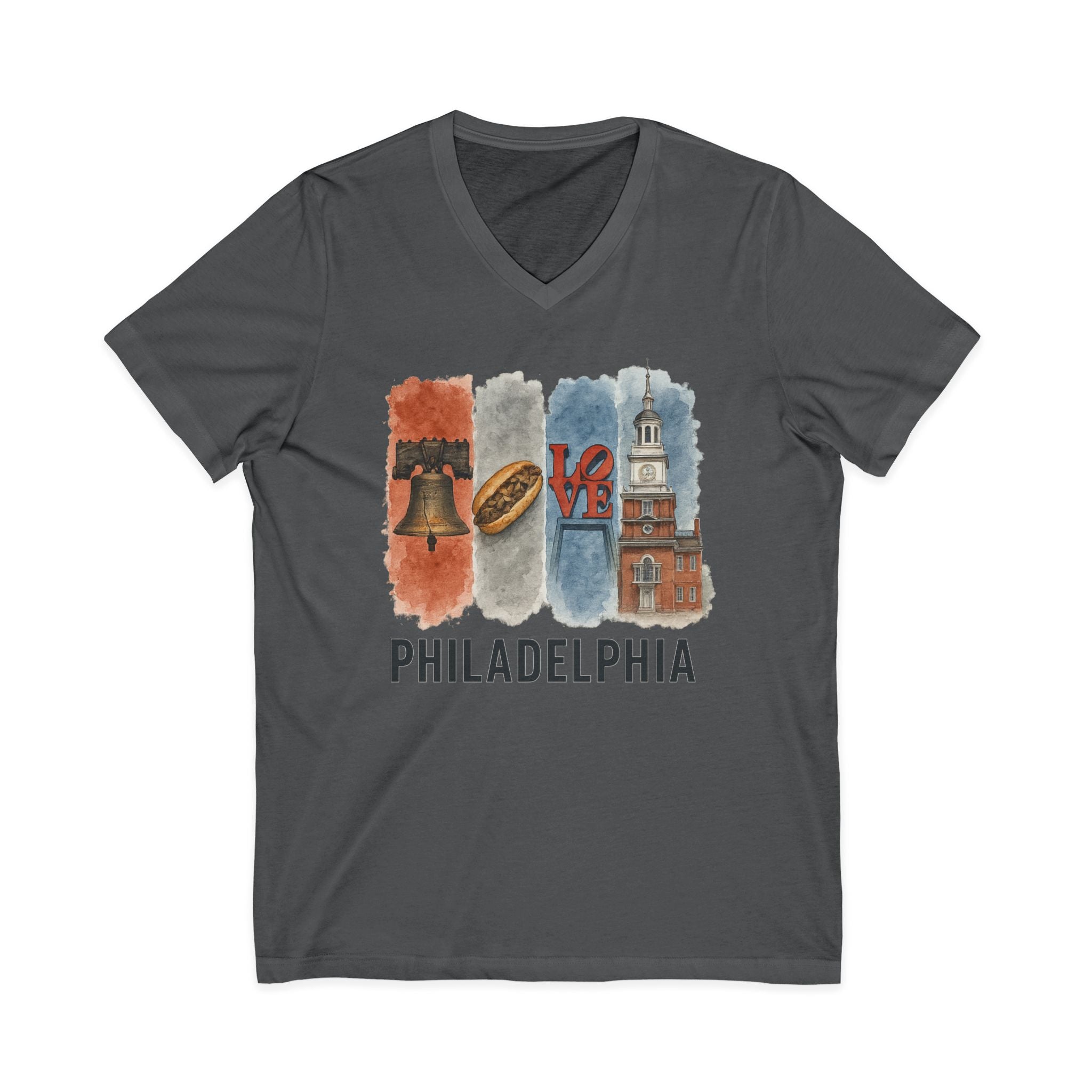 Philadelphia Brushstroke Watercolor V-Neck Shirt