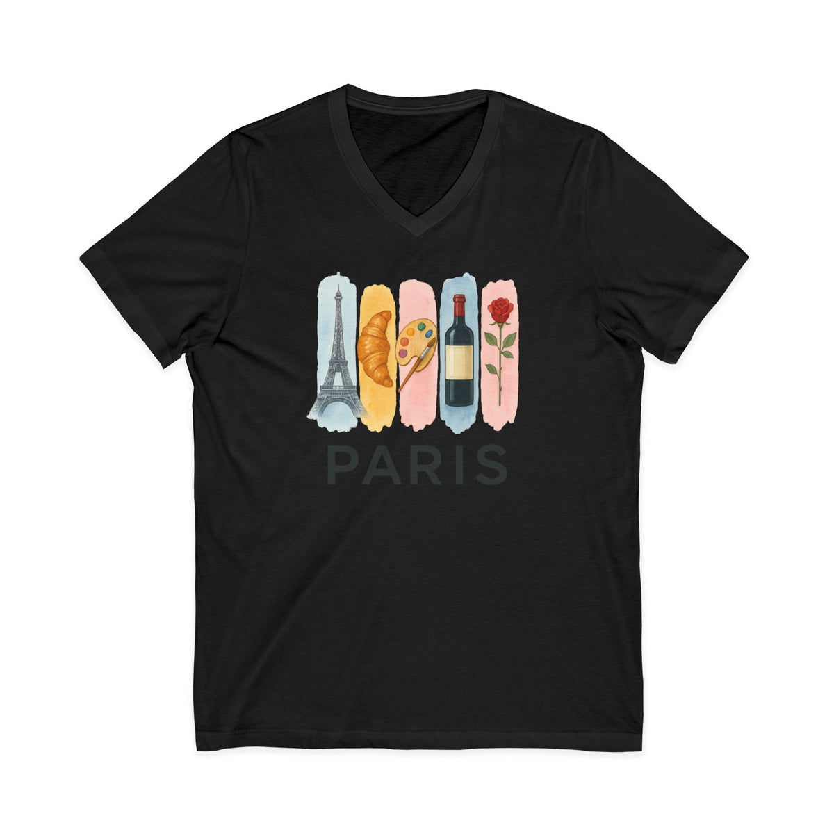 Paris Brushstroke Watercolor V-Neck Shirt