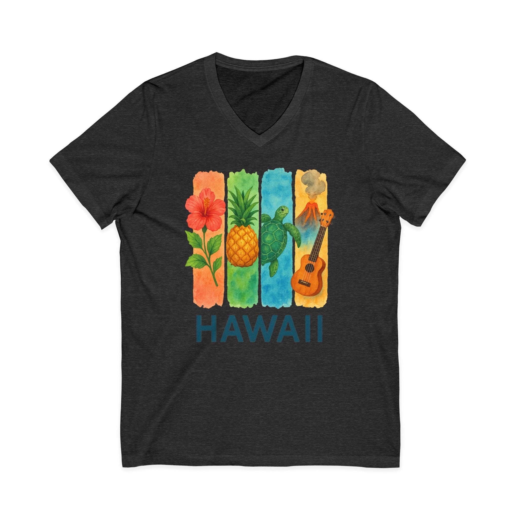 Hawaii Brushstroke Watercolor V-Neck Shirt