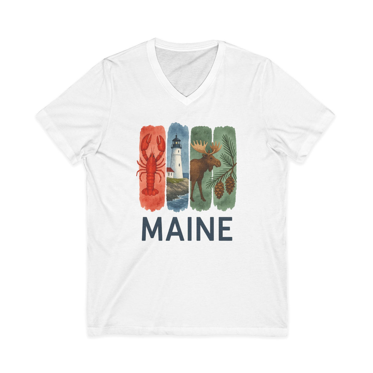 Maine Brushstroke Watercolor V-Neck Shirt