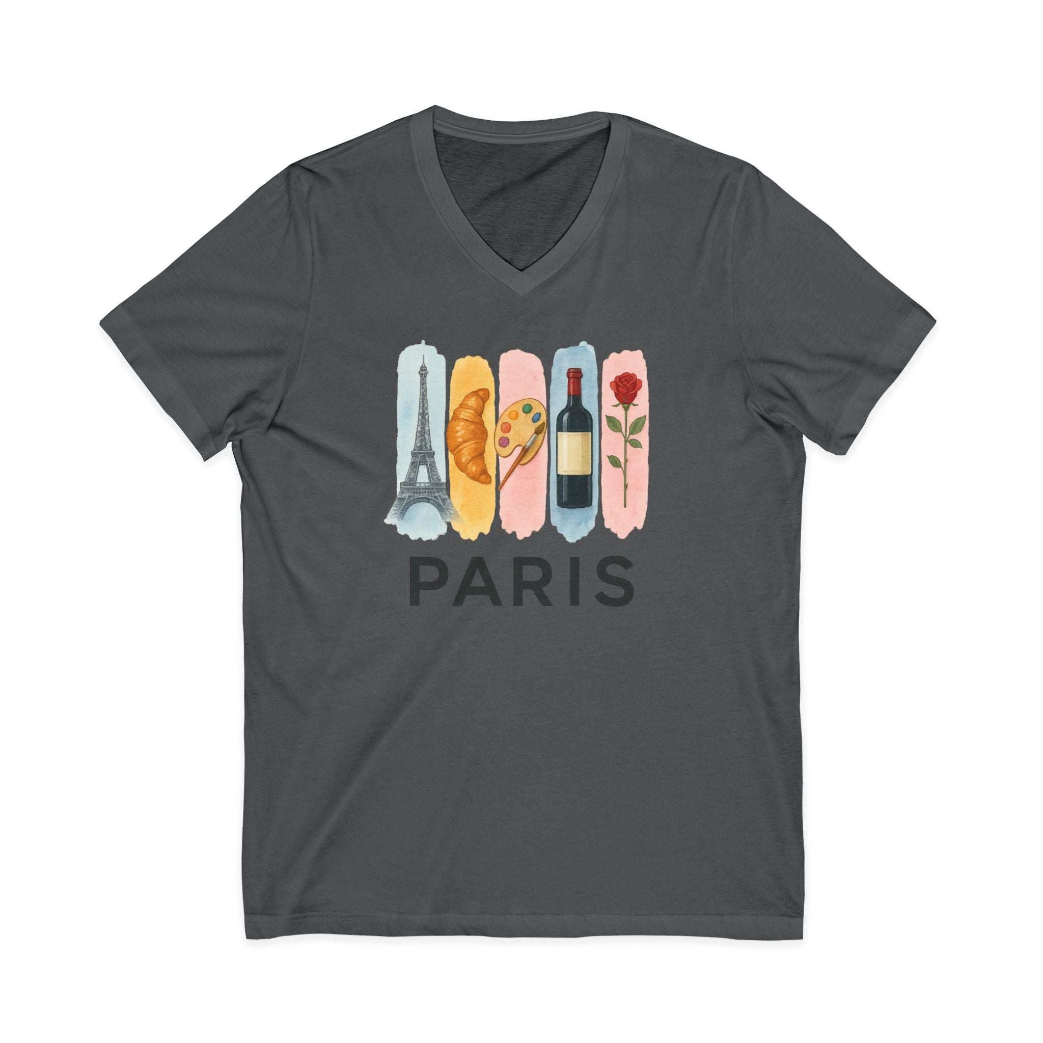 Paris Brushstroke Watercolor V-Neck Shirt