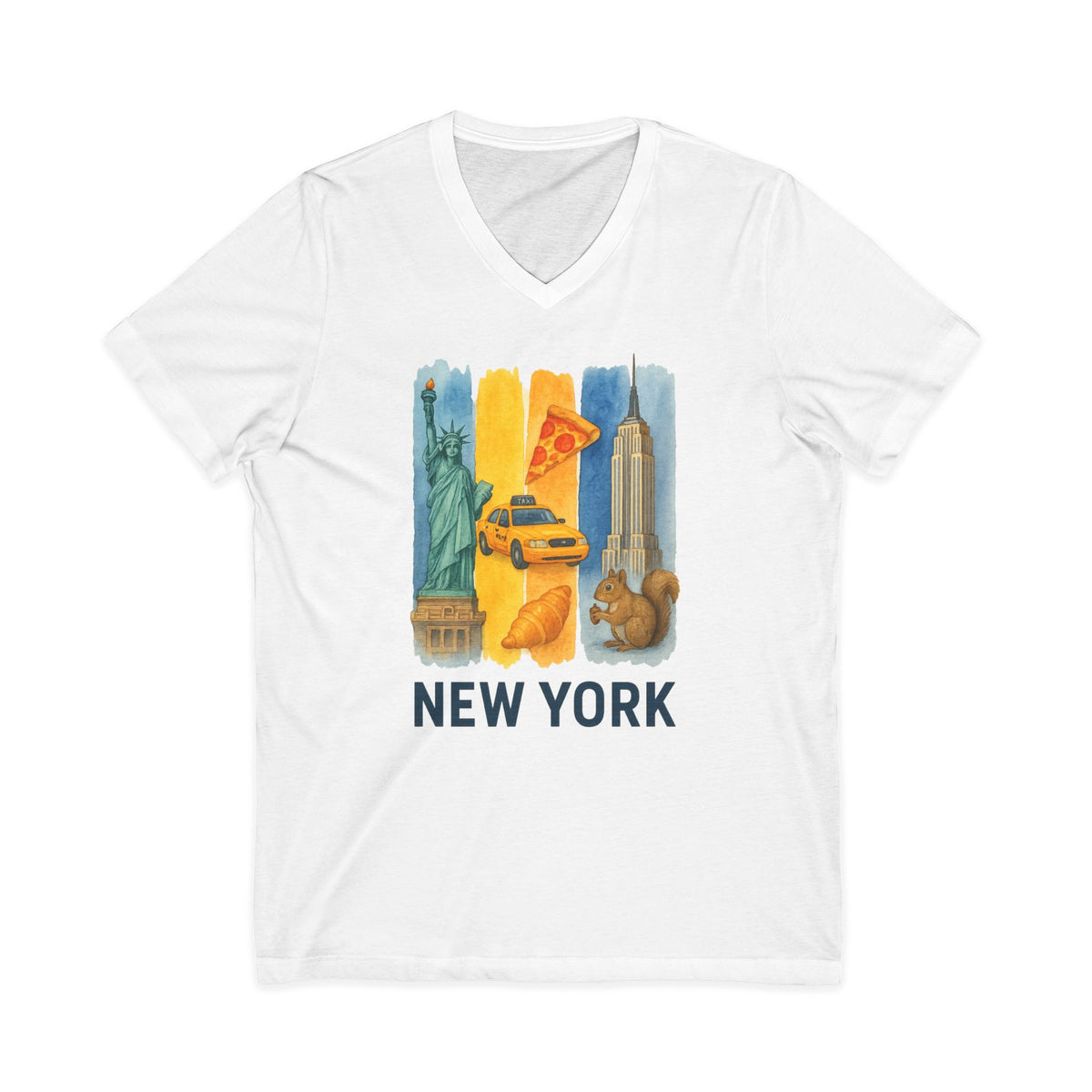 New York Brushstroke Watercolor V-Neck Shirt