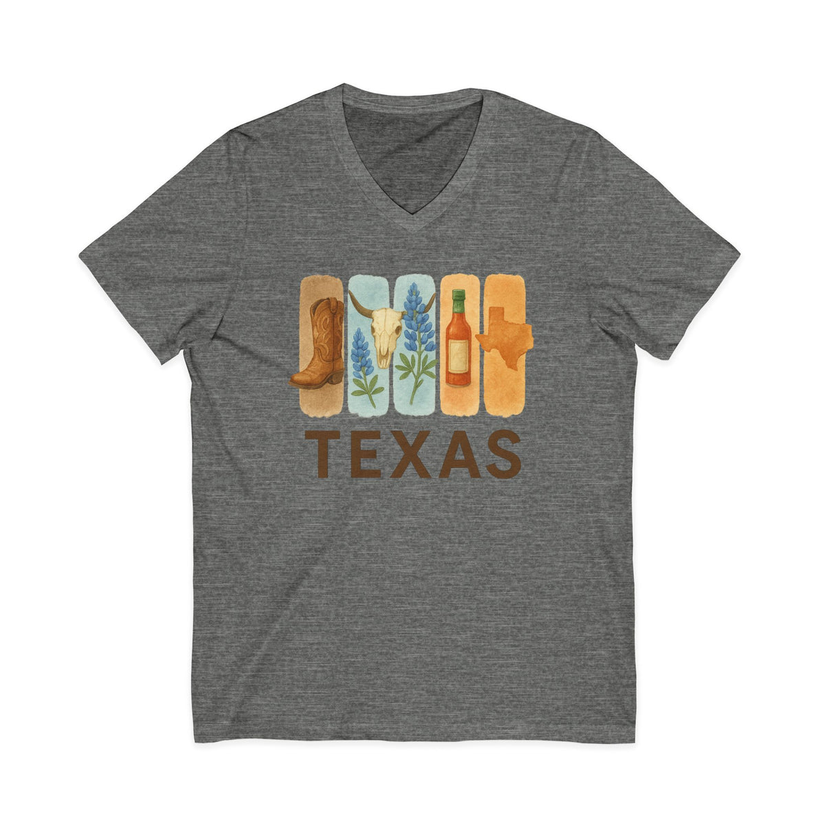 Texas Brushstroke Watercolor V-Neck Shirt