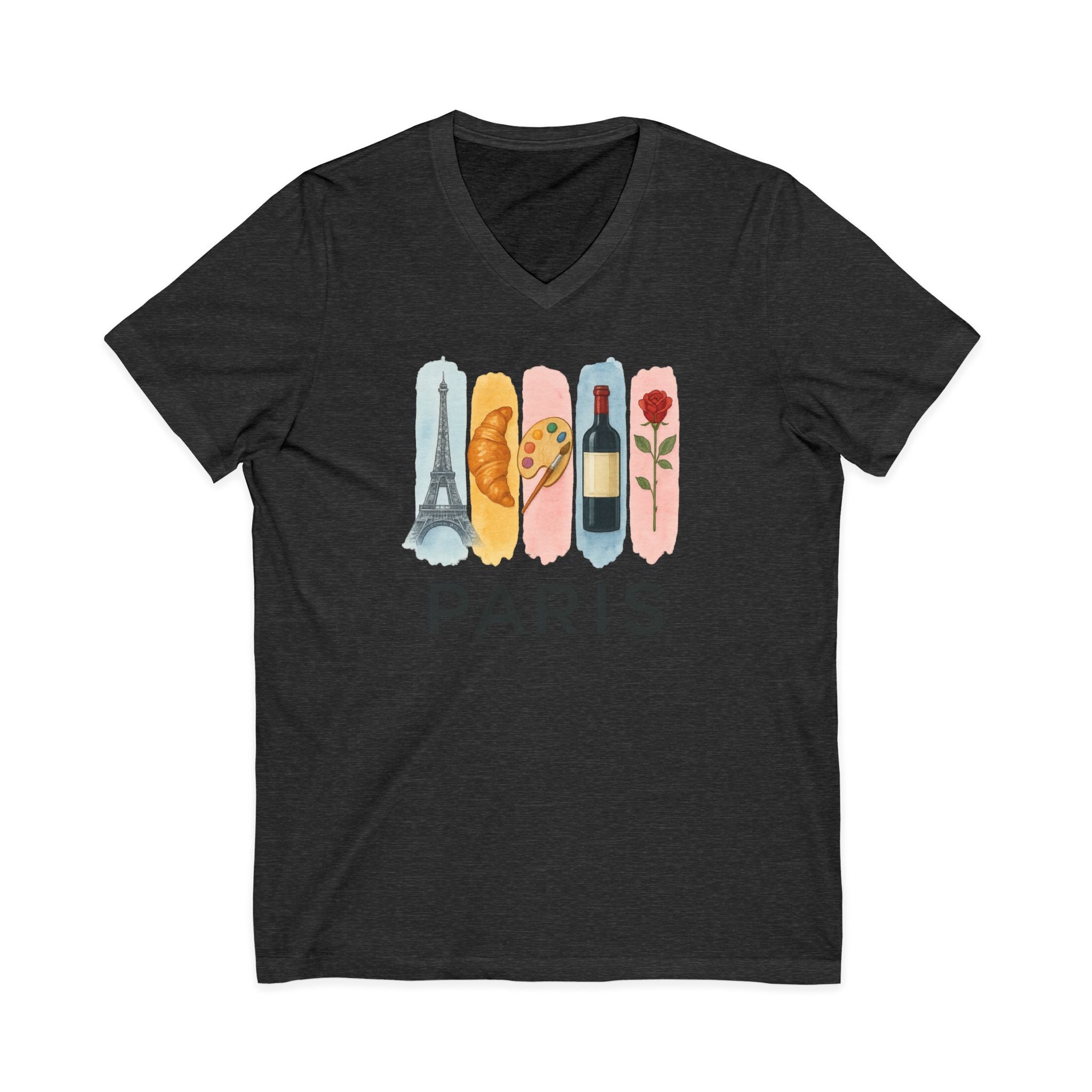 Paris Brushstroke Watercolor V-Neck Shirt