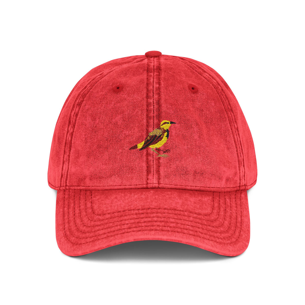 Wyoming Western Meadowlark State Bird | Vintage Distressed Embroidered Baseball Cap