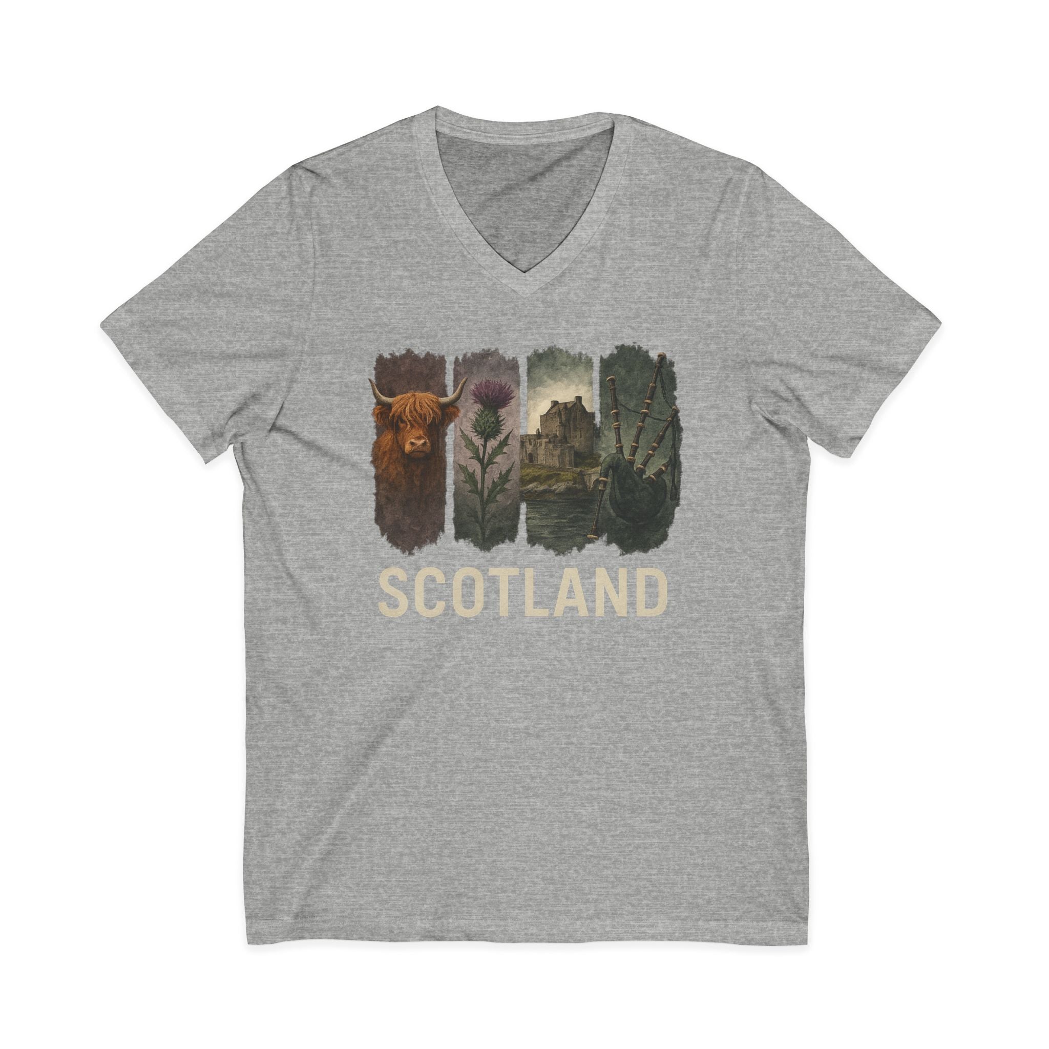 Scotland Brushstroke Watercolor V-Neck Shirt