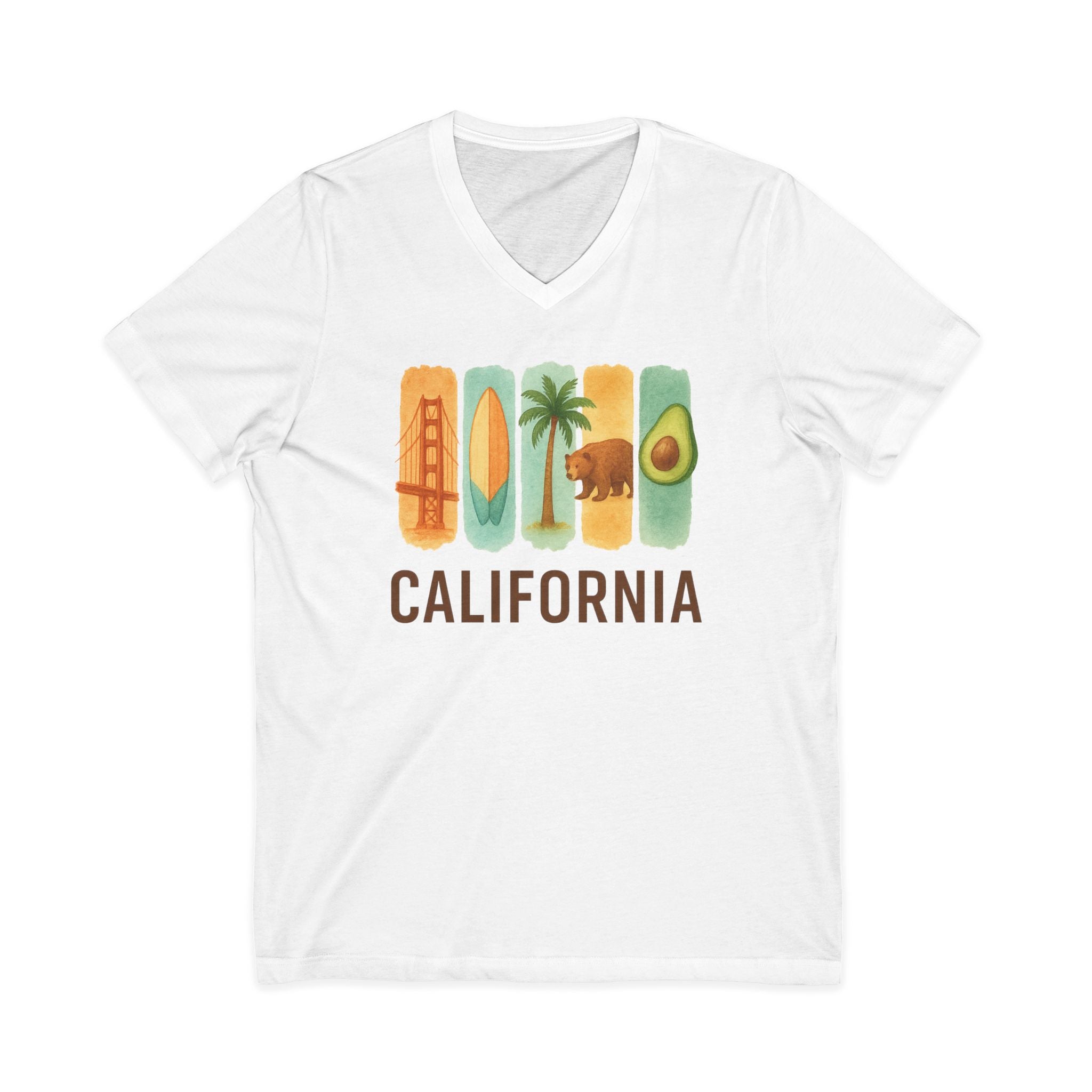 California Brushstroke Watercolor V-Neck Shirt