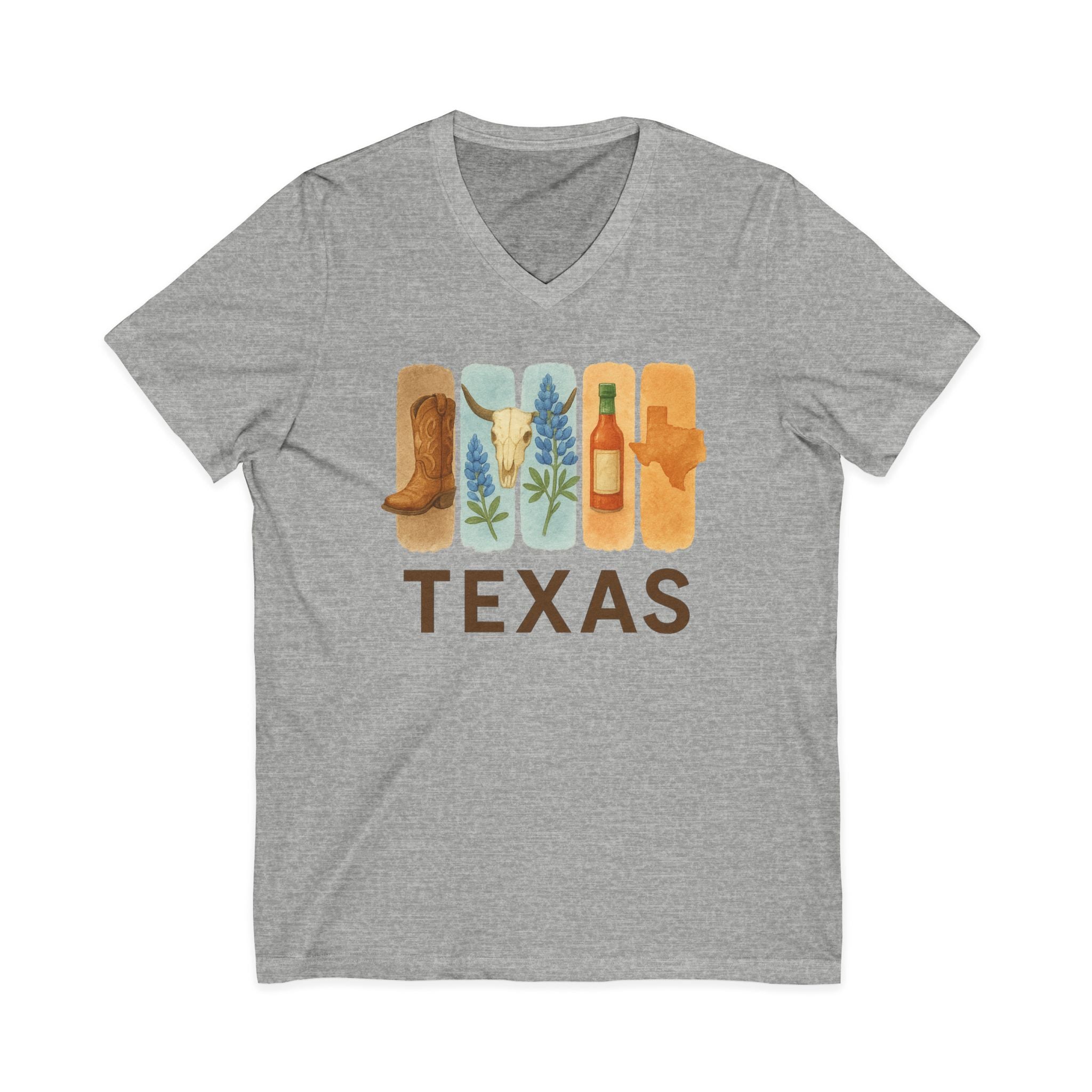 Texas Brushstroke Watercolor V-Neck Shirt
