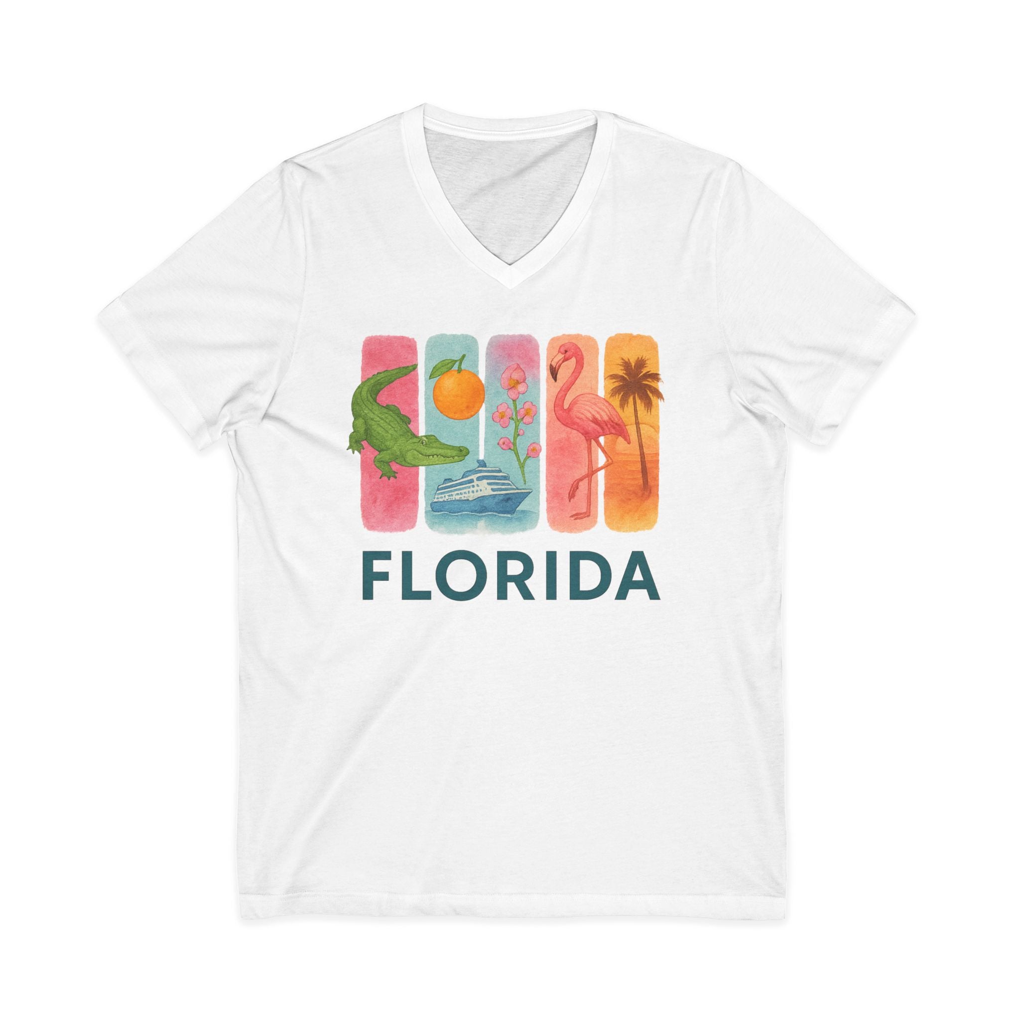 Florida Brushstroke Watercolor V-Neck Shirt