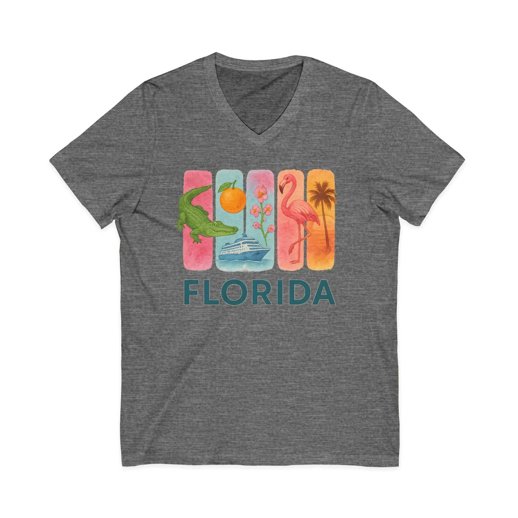 Florida Brushstroke Watercolor V-Neck Shirt