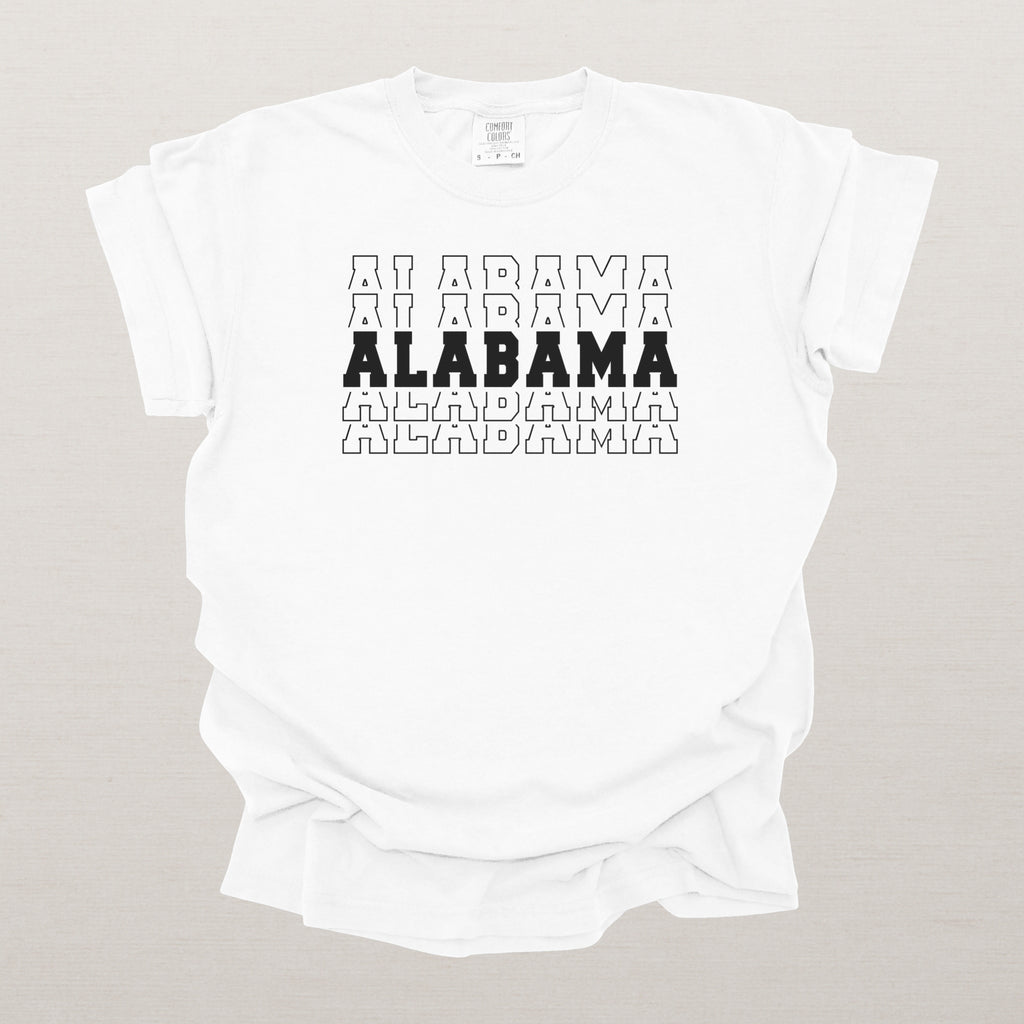 Alabama Varsity Echo State Shirt | Comfort Colors Black Text