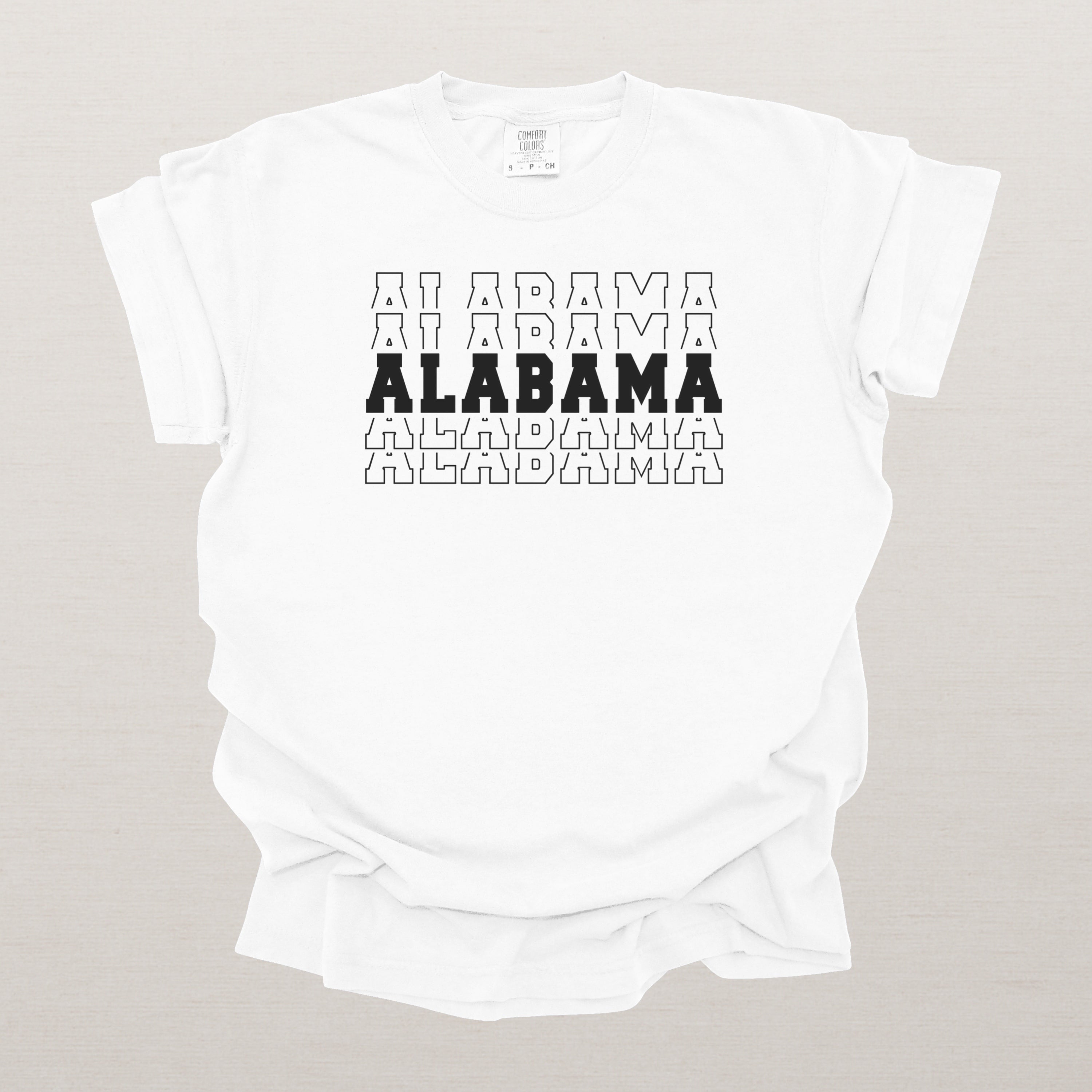Alabama Varsity Echo State Shirt | Comfort Colors Black Text