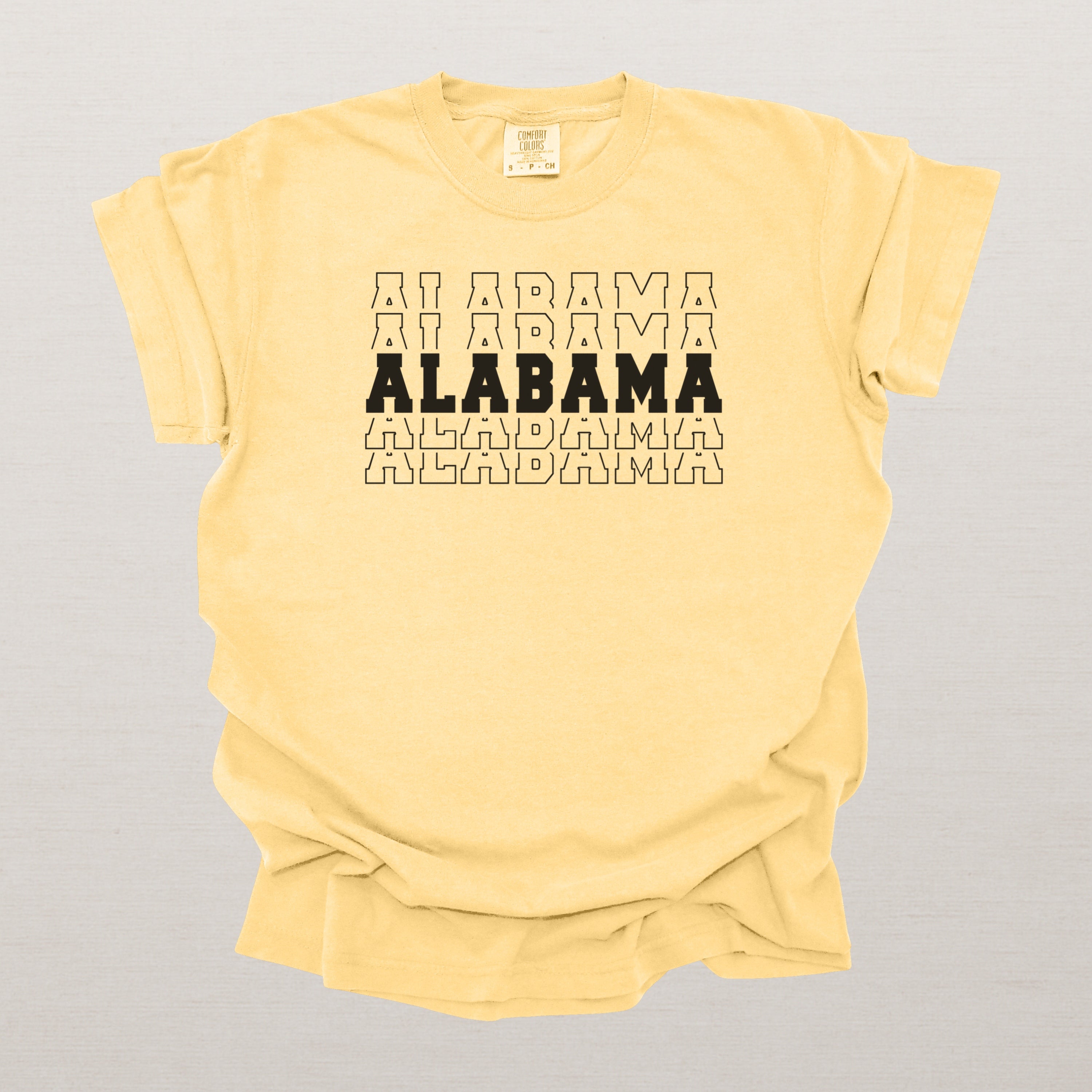 Alabama Varsity Echo State Shirt | Comfort Colors Black Text
