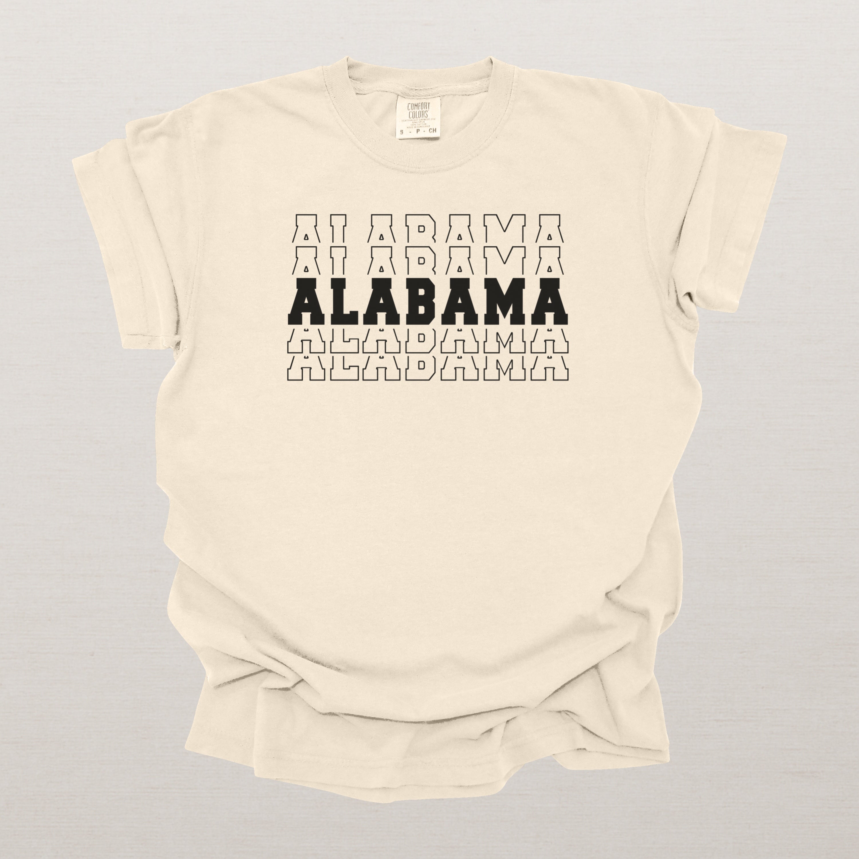 Alabama Varsity Echo State Shirt | Comfort Colors Black Text