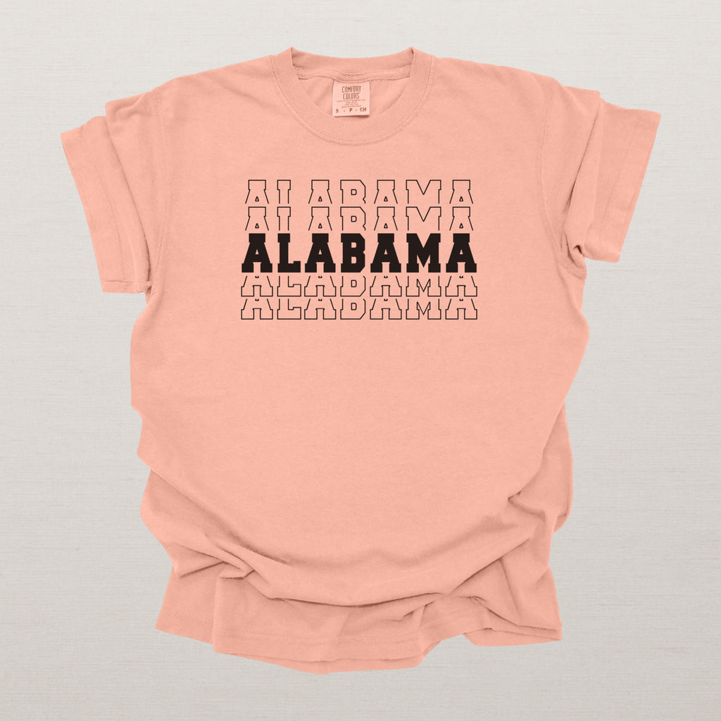 Alabama Varsity Echo State Shirt | Comfort Colors Black Text