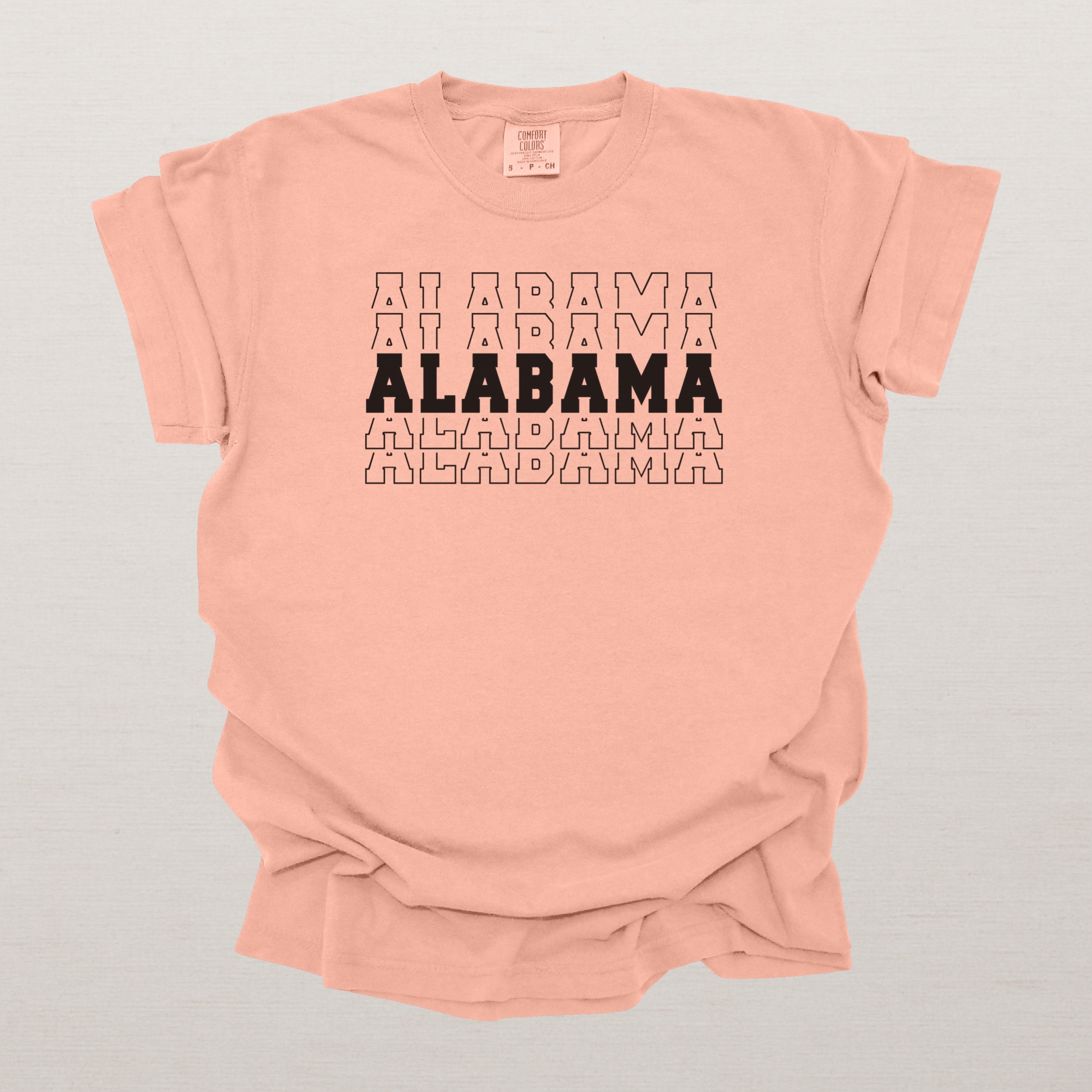 Alabama Varsity Echo State Shirt | Comfort Colors Black Text