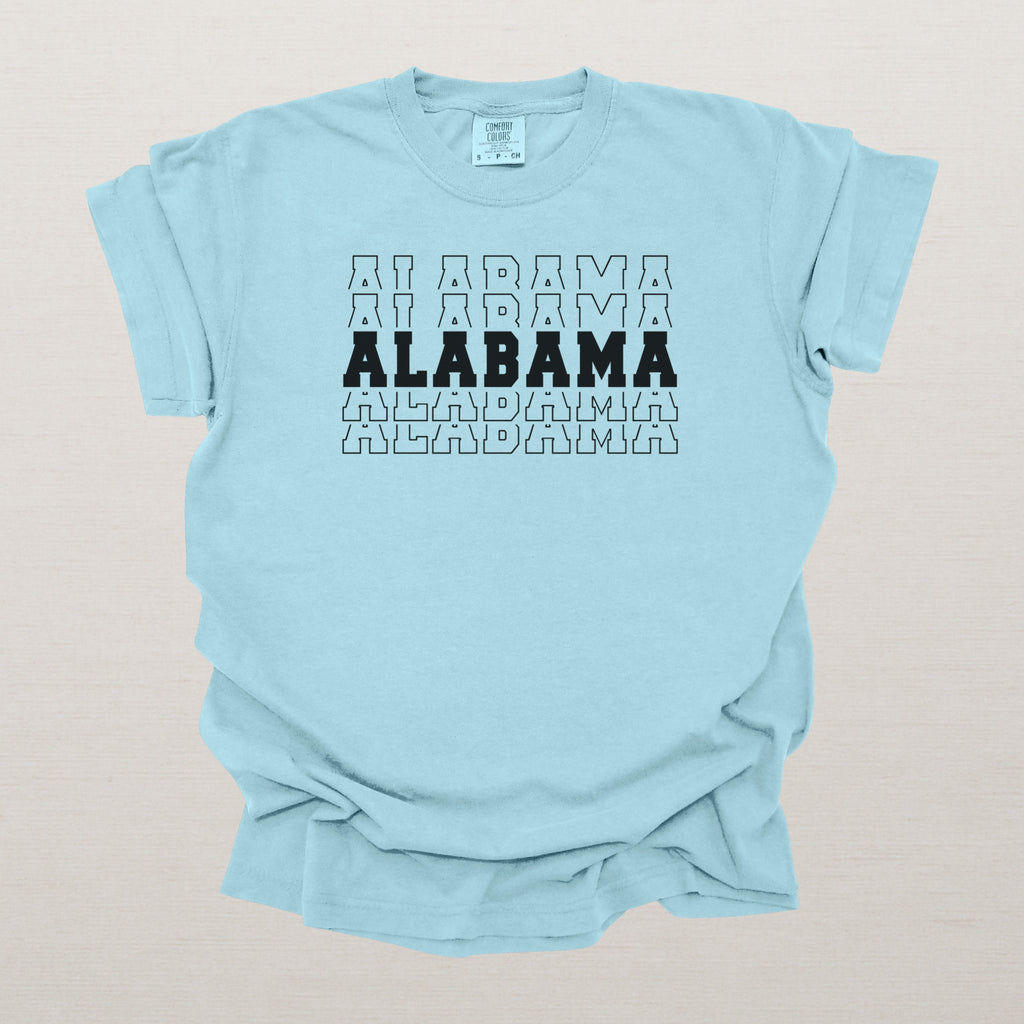 Alabama Varsity Echo State Shirt | Comfort Colors Black Text