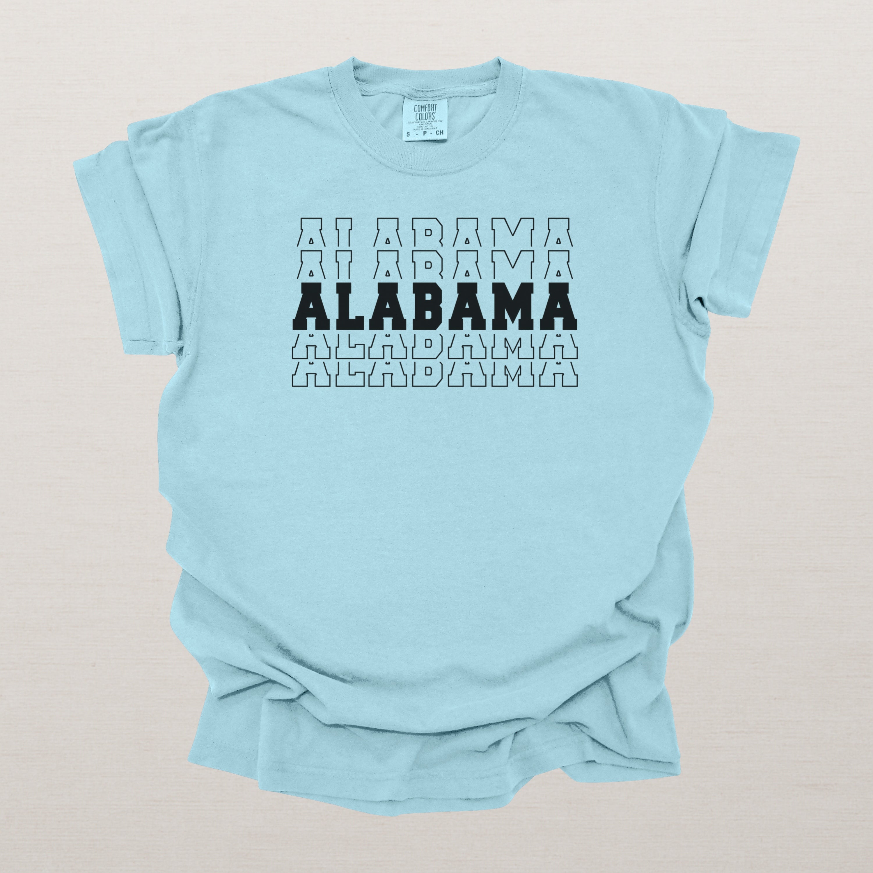 Alabama Varsity Echo State Shirt | Comfort Colors Black Text