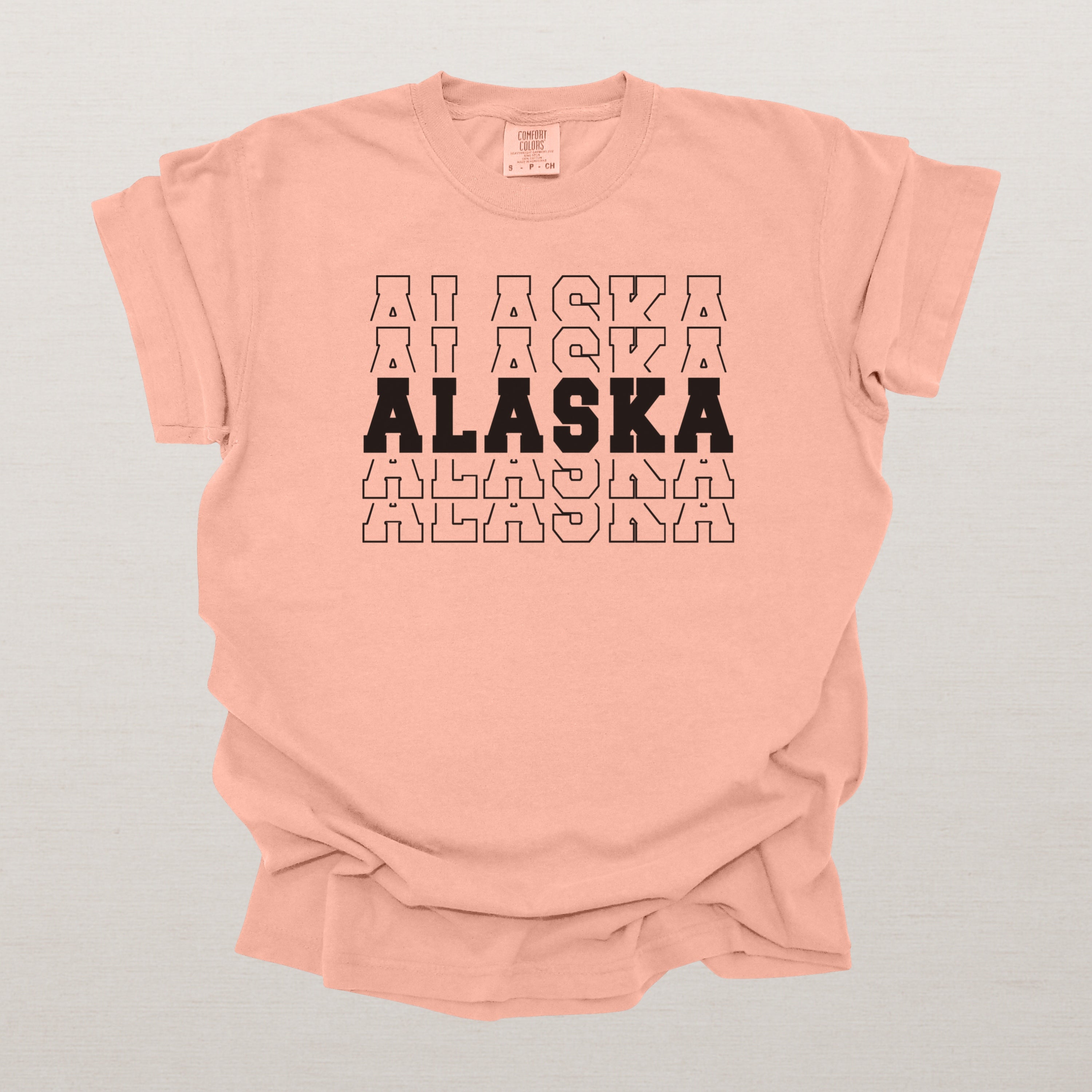 Alaska Varsity Echo State Shirt | Comfort Colors Black Text