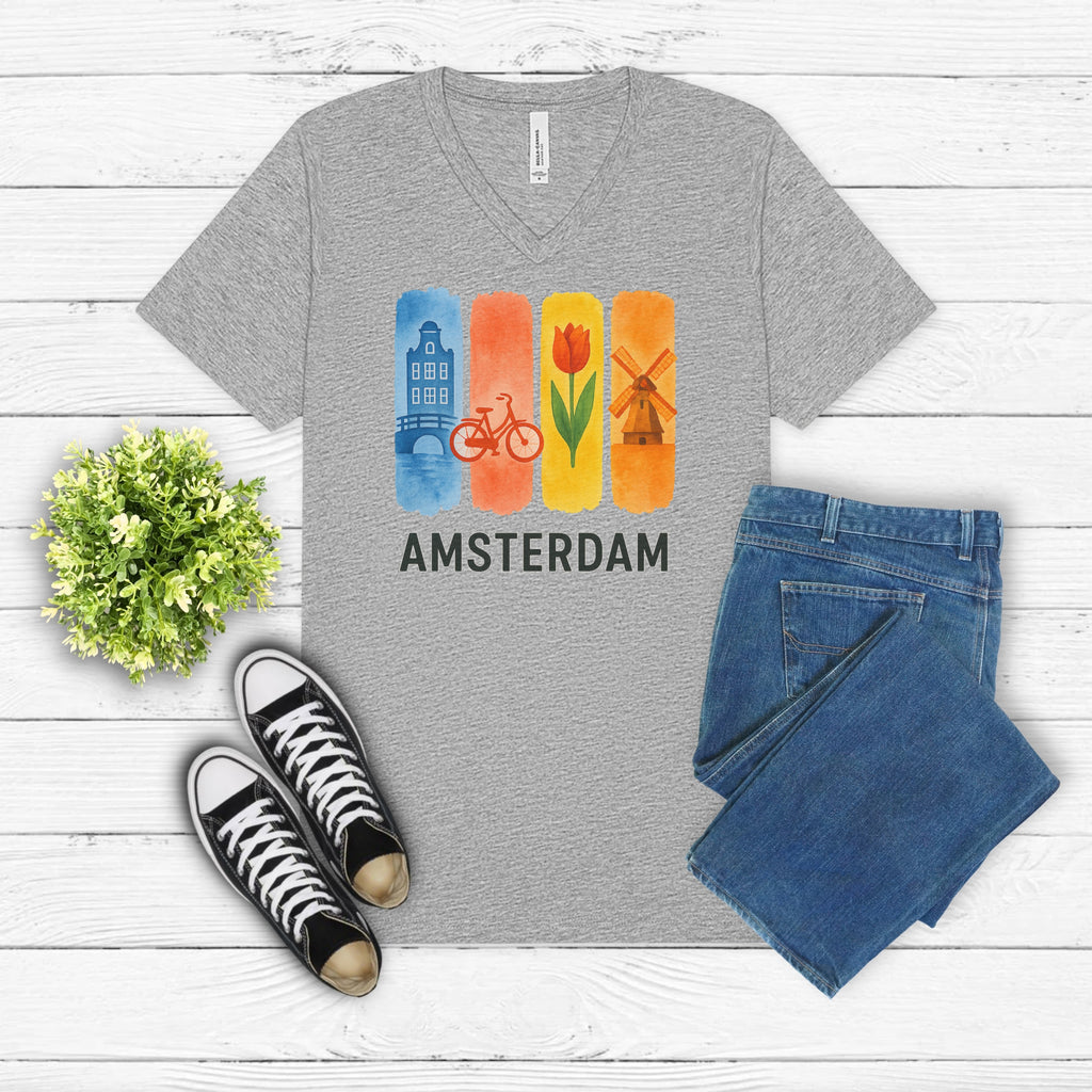 Amsterdam Brushstroke Watercolor V-Neck Shirt