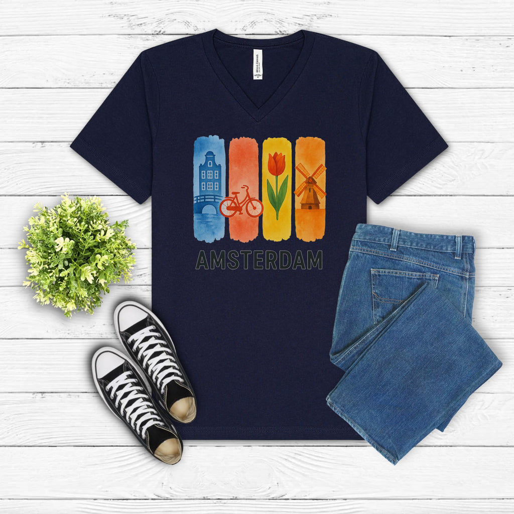 Amsterdam Brushstroke Watercolor V-Neck Shirt