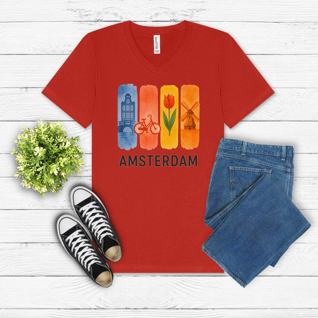 Amsterdam Brushstroke Watercolor V-Neck Shirt
