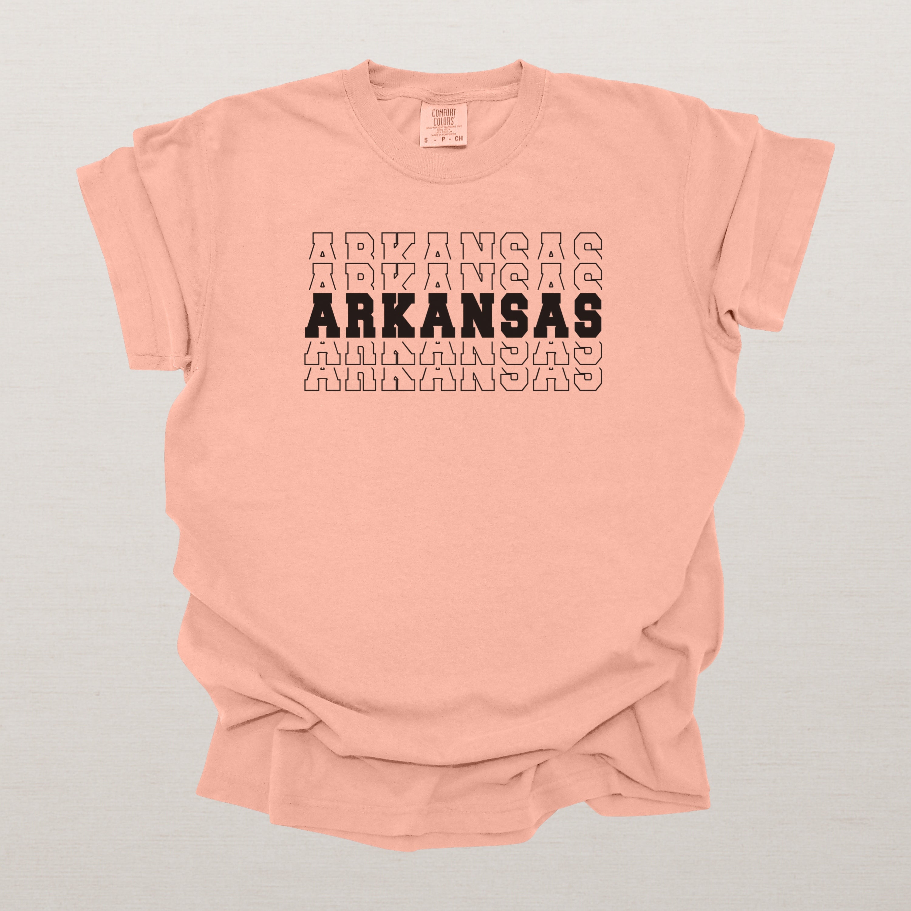 Arkansas Varsity Echo State Shirt | Comfort Colors Black Text