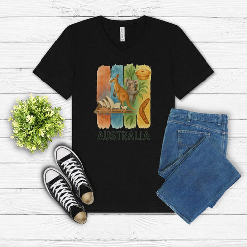 Australia Brushstroke Watercolor V-Neck Shirt