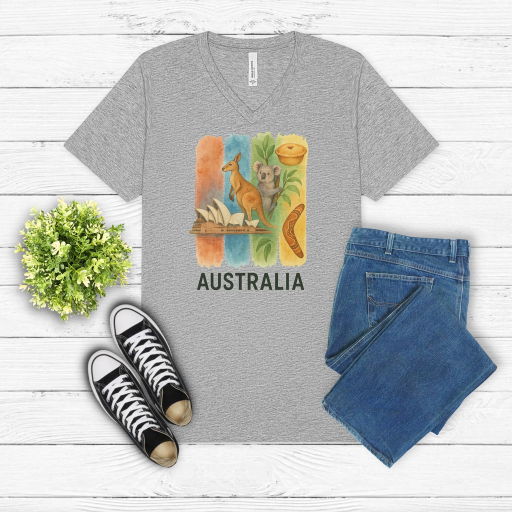 Australia Brushstroke Watercolor V-Neck Shirt