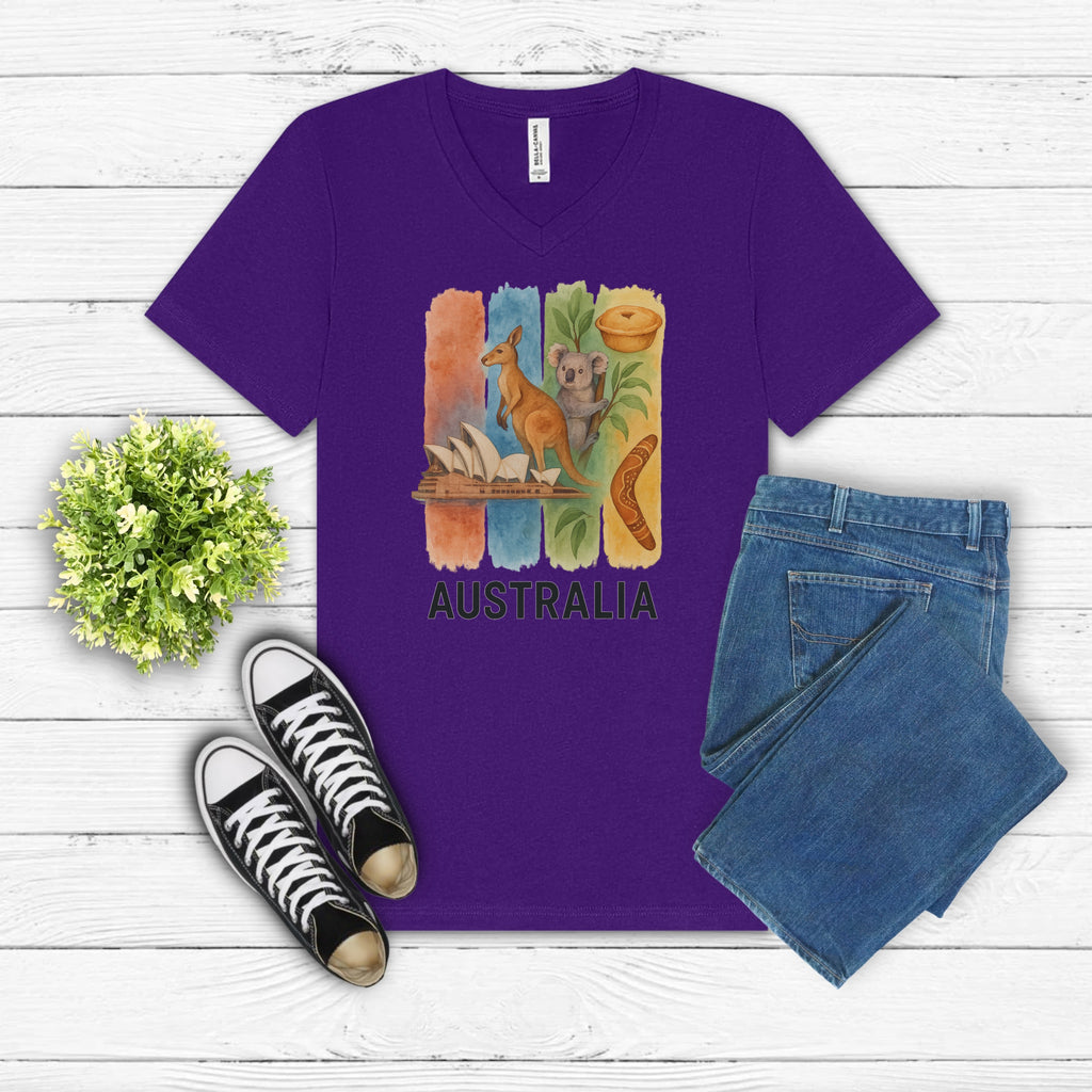 Australia Brushstroke Watercolor V-Neck Shirt